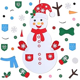 Max Fun Diy Felt Christmas Snowman Games Set with 58Pcs Crafts kit Wall Hanging Xmas Gifts for Christmas Winter Holiday Party Decorations (Snowman)