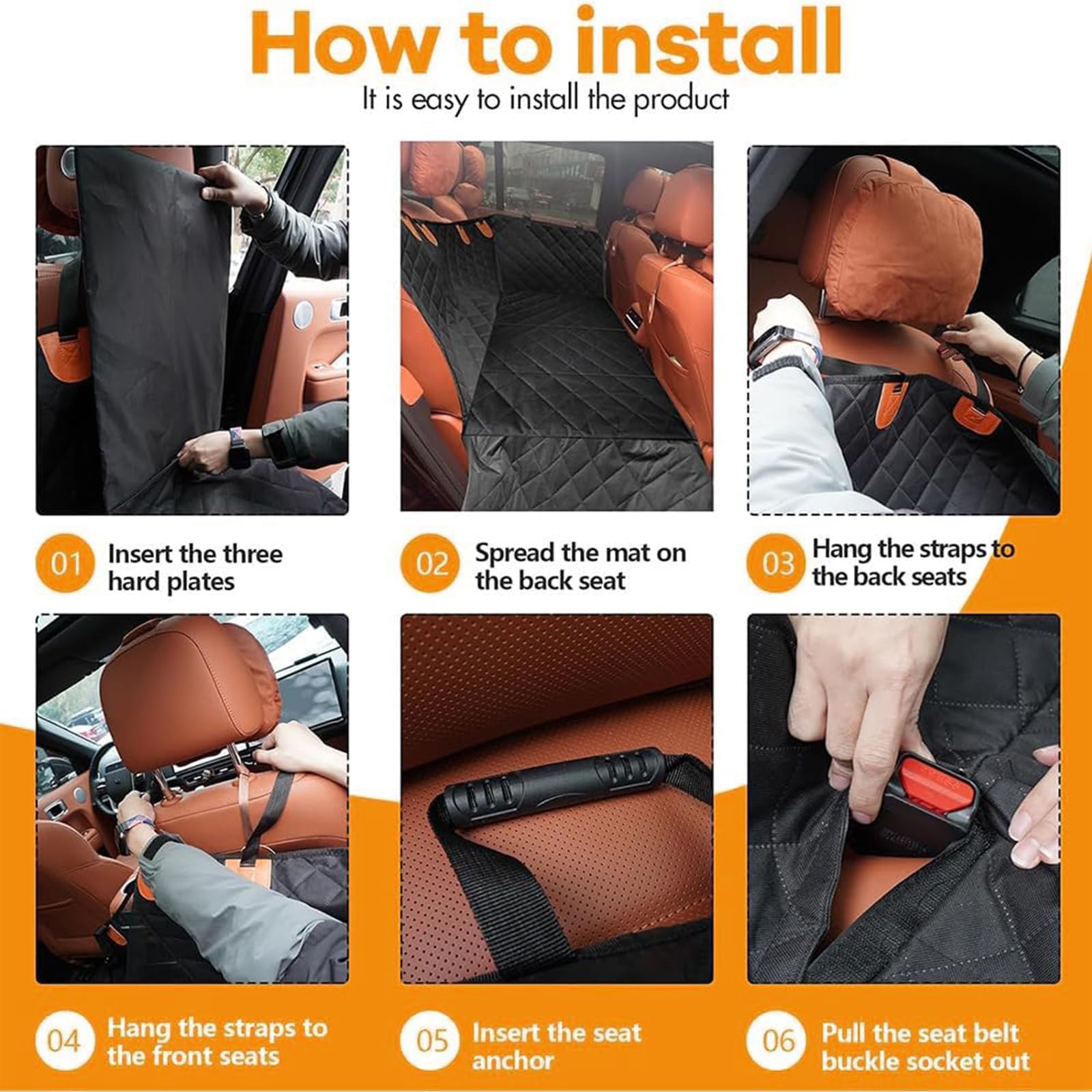 Funda Coche Perro Base Rigida, Protector Asiento Coche Perro Asiento Trasero Resistente Y Impermeable con Ventana De Malla Visible, Bolsillo Adecuado para Mayoría De Coches,Negro