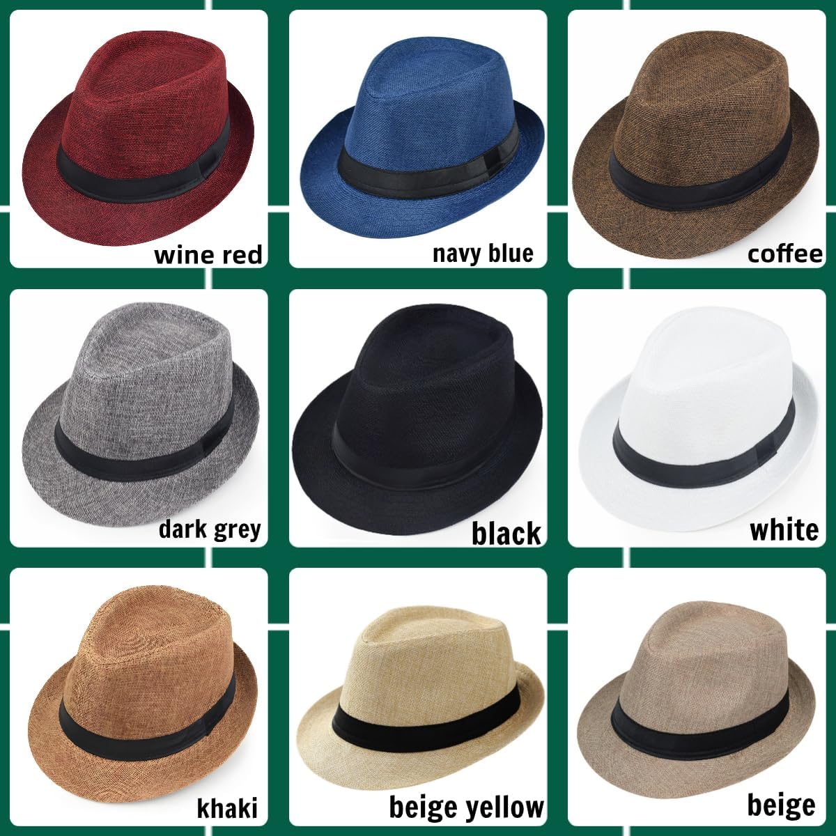 Giroir 2Pack Fedora Hats for Men Women Short Brim Unisex Short Brim Summer Beach Style 1920s Party Accessories - Image 5
