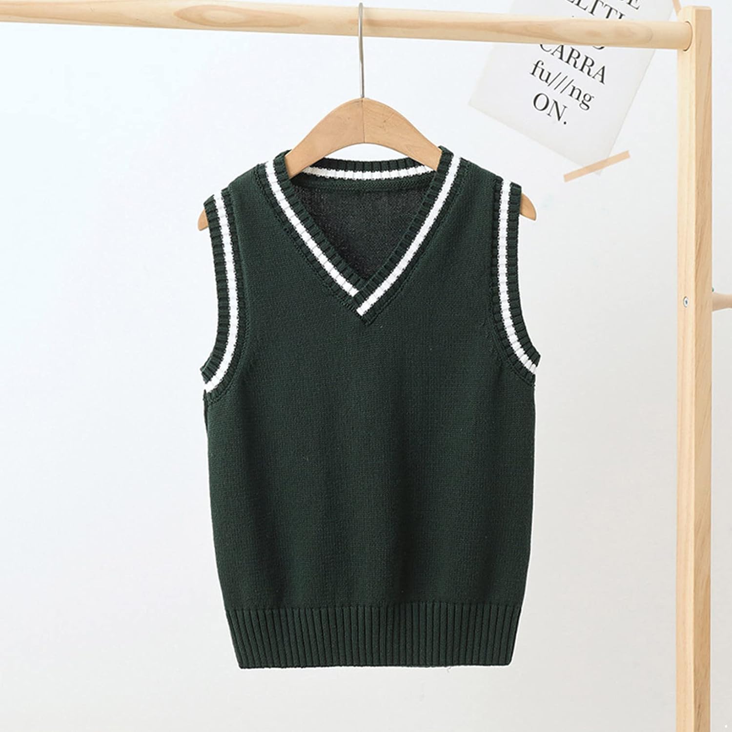 Kids Boys Girls Casual Sleeveless Knit Sweater Vest V Neck Sweater Pullover School Uniform Cardigan
