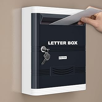 Plantex Suggestion Box/Durable Plastic Letter Box/Mail Box for Home gate with Key Lock/Complaint Box for Hotel/School/Office - (Grey & White), Wall Mounted