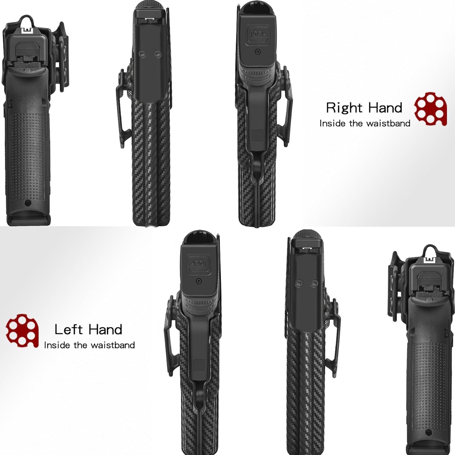 Amberide IWB Kydex Holster for Glock 17 19 19X 20 21 22 23 26 27 31 32 34 42 43 43X 45 48 Gen 1 2 3 4 9 & MOS, Select Your Model- Concealed Carry Quick Draw, Full Trigger Guard Coverage