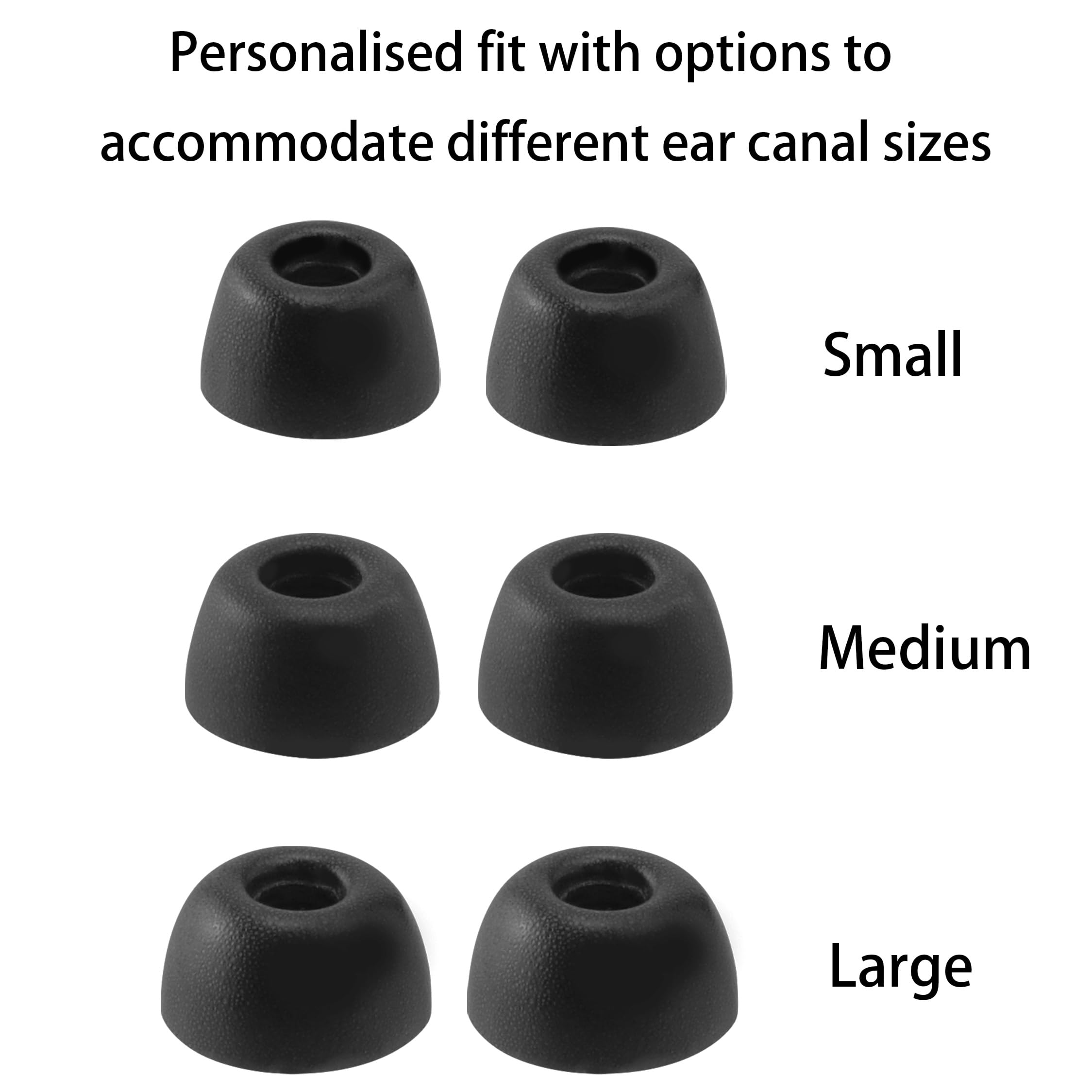Almohadillas de espuma de repuesto para auriculares Bose QuietComfort Ultra Bluetooth, máxima comodidad, 3 pares (negro, S/M/L)