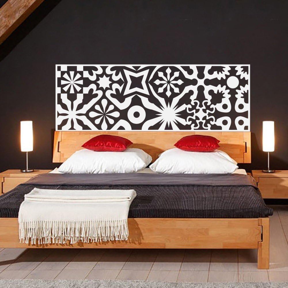 Vinyl Headboard Wall Decal Geometric Headboard Decor Circle Headboard Wall Sticker Abstract Headboard Decal Bedroom Wall Art Decor White