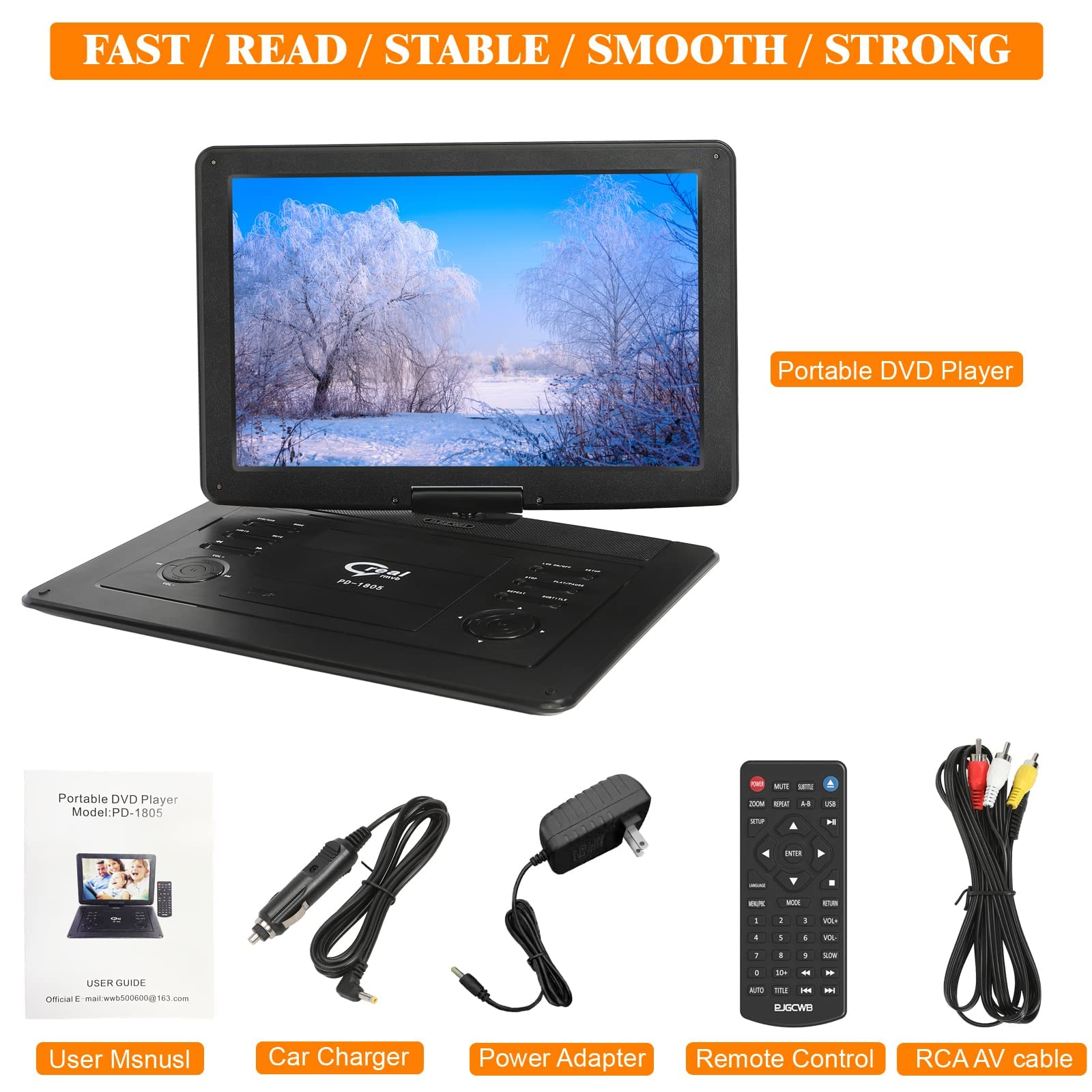 PJGCWB 17.9" Portable DVD Player with 15.6" Large HD Screen,High Volume Speaker,with Extra Carrying Bag,Black……