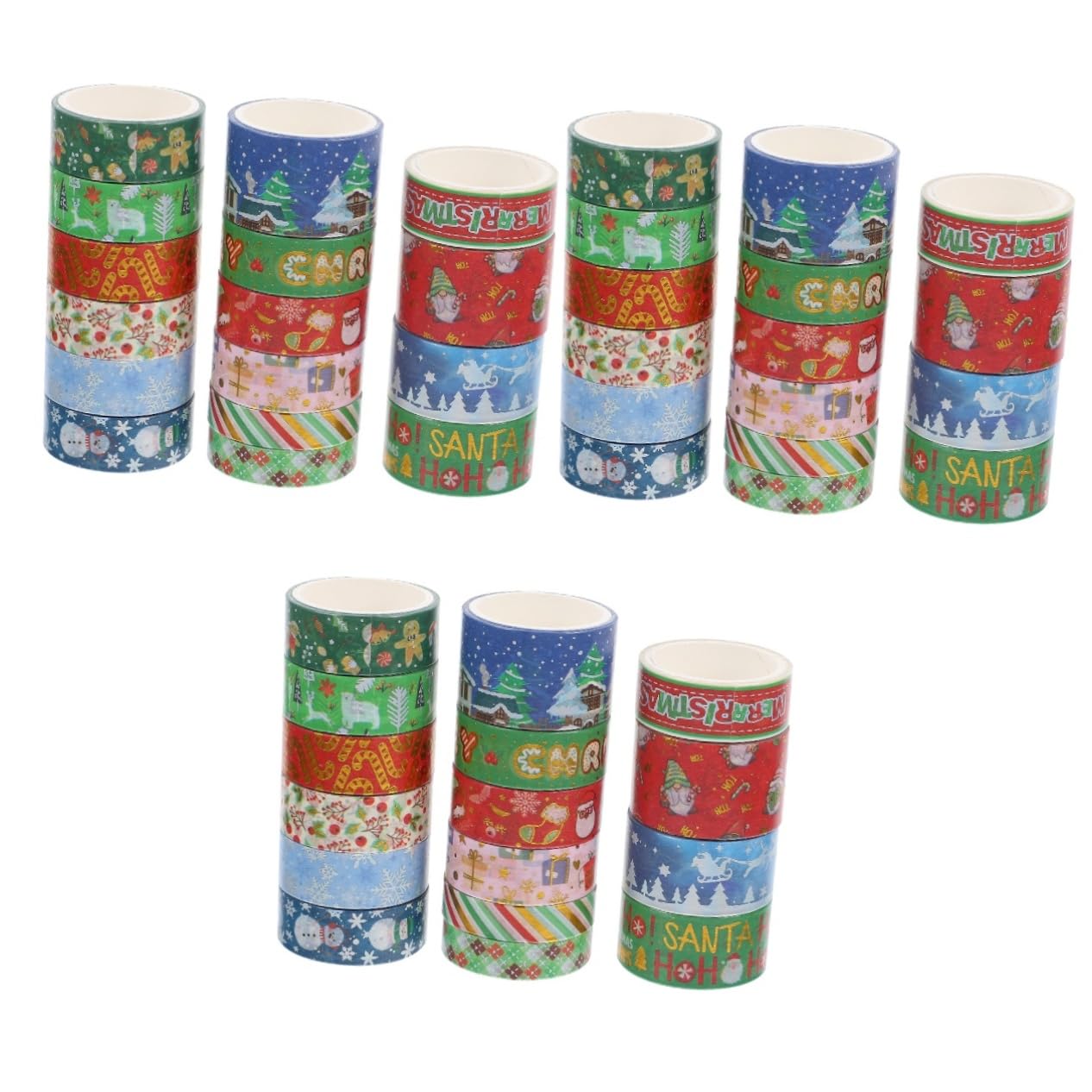 SHINEOFI 3 Set Nastro Adesivo Washi Natalizio Con Stampa A Caldo Adesivi Decorativi Fai Da Te 16 Pezzi 3 M/Rotolo Carta Per Buste Catene Decalcomania Catene Natalizie 16 * 3