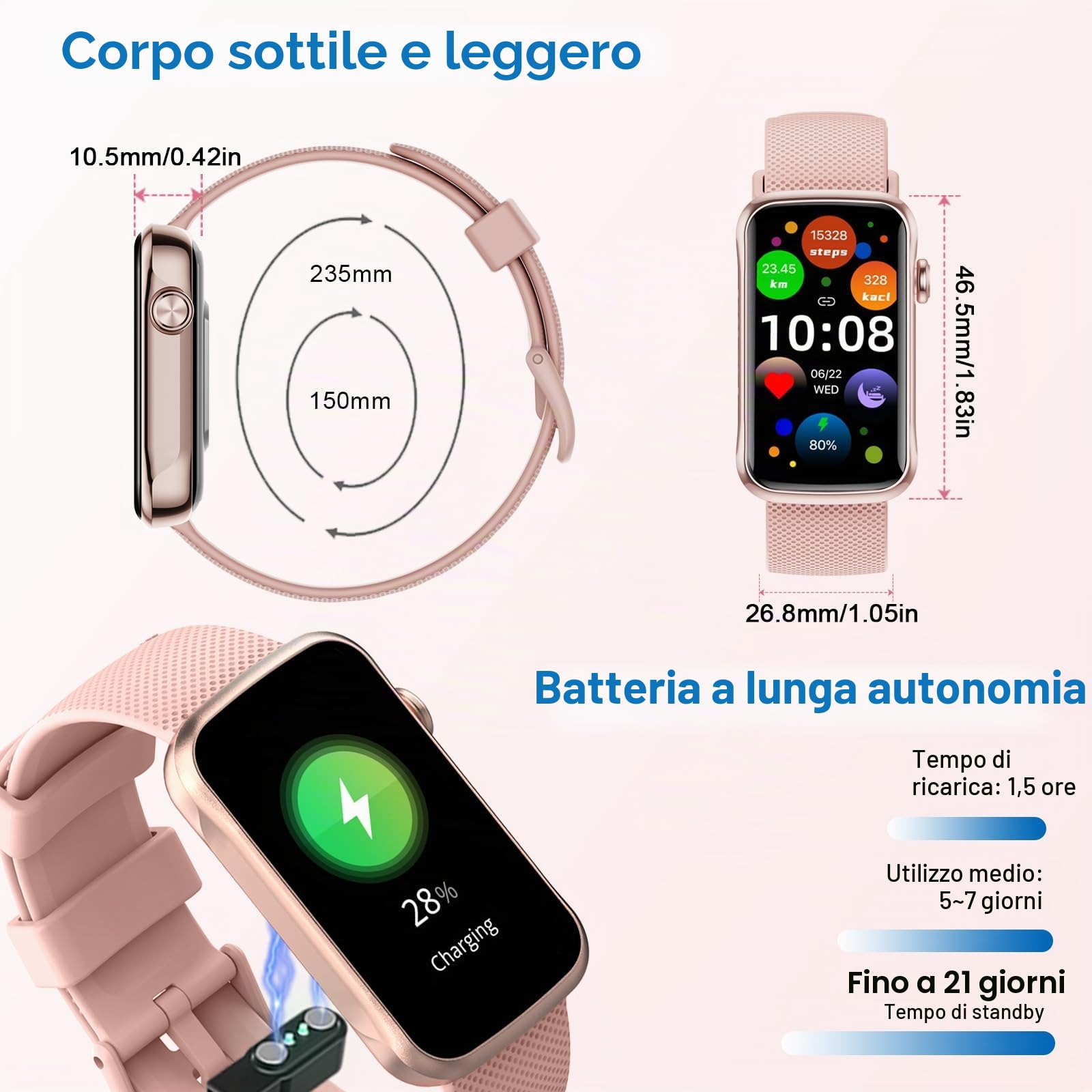 Fempoin Smartwatch Donna Uomo, 1.47” HD Orologio Smartwatch, 110+ Modalità Sportive Smart Watch con Sonno/ SpO2/ 24H Cardiofrequenzimetro, Impermeabile IP68 Fitness Tracker per Android iOS