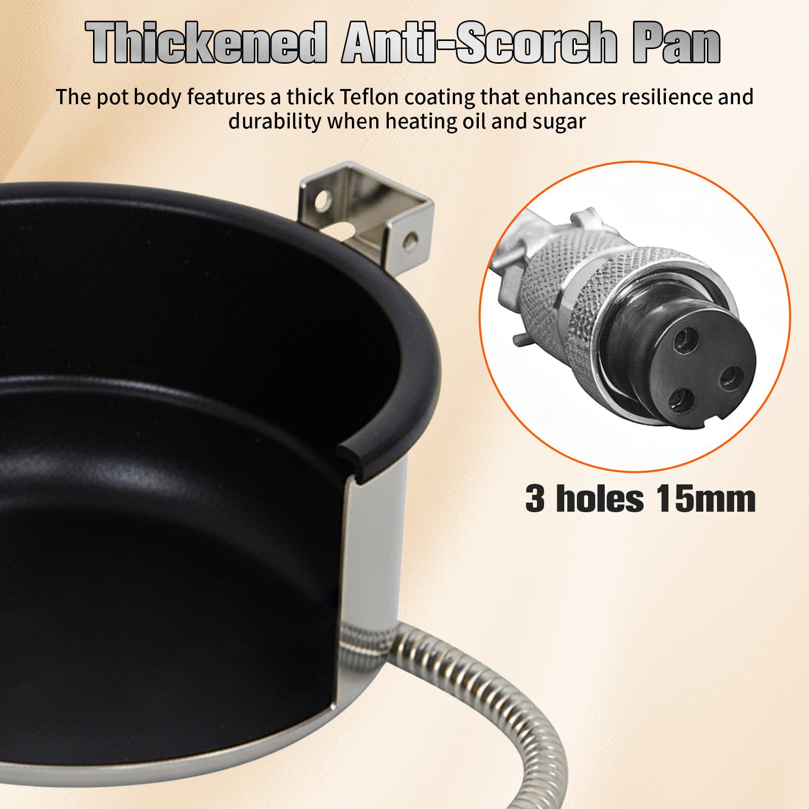 Heissluft Popcornmaschine Zubehör – 3 holes-15mm Popcorntopf, Elektrische Handgekurbelte Popcorn-Herstellerteile ​Topf Einfach zu reinigen Anti-Scorch-Pfanne für Mais und Snack