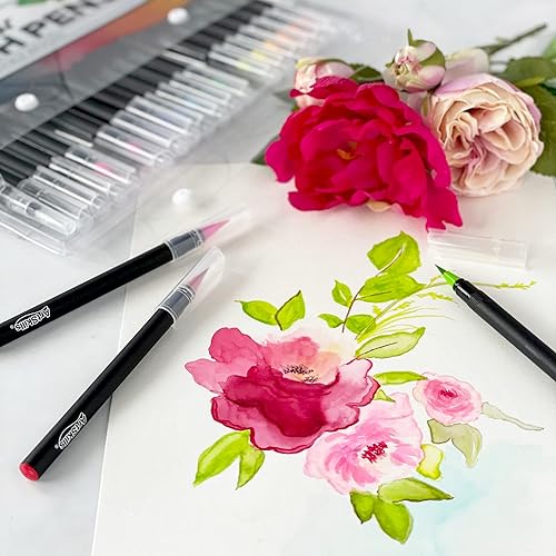 Miniatura 7 de ArtSkills Rotuladores de acuarela prémium para adultos, con pincel de agua recargable, 20 unidades