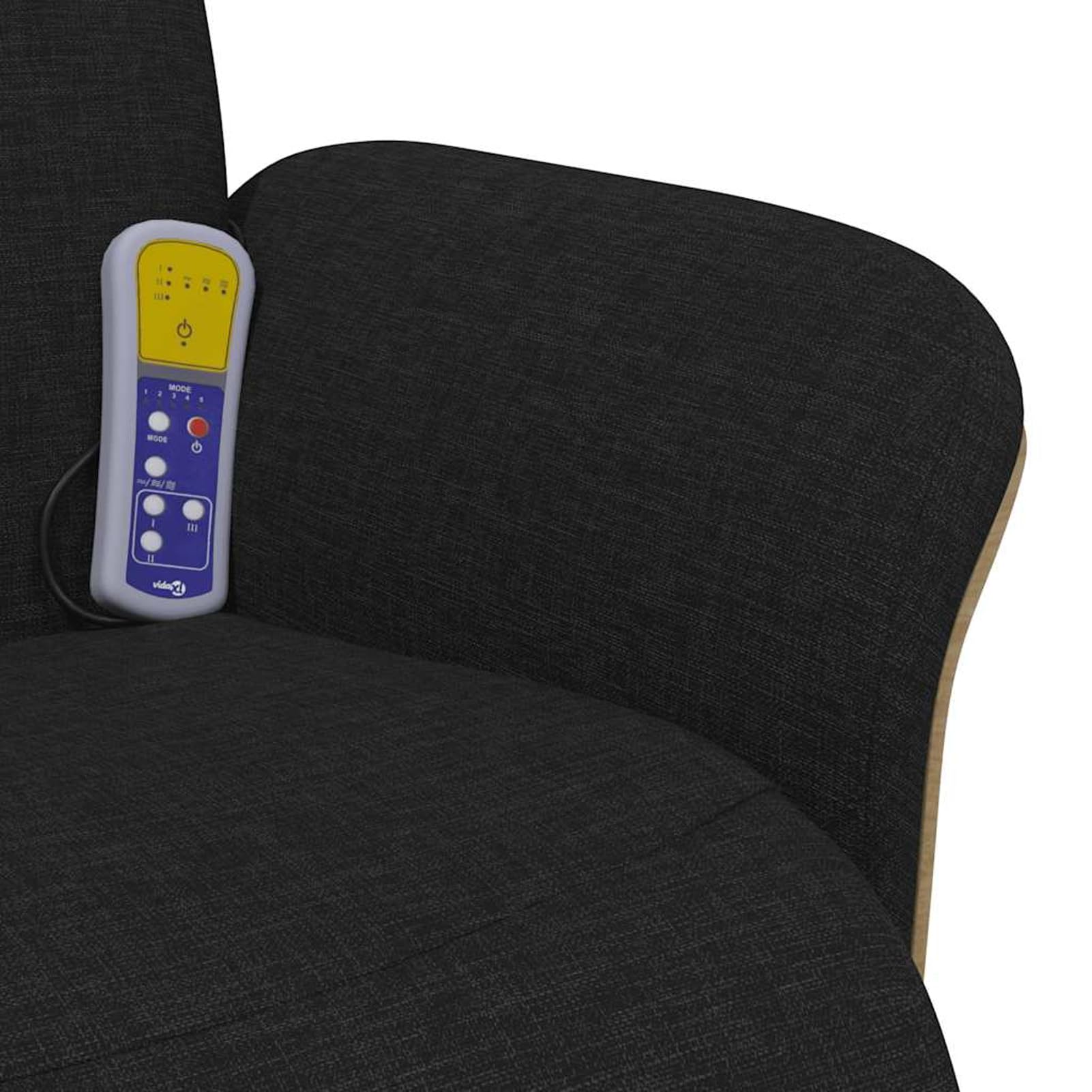 Fotel do masażu z podnóżkiem, ergonomiczne siedzisko z obrotowym cokołem 360°, materiał (100% poliester), czarny, 79 x 128 x 95 cm (pozycja leżąca), dla dorosłych