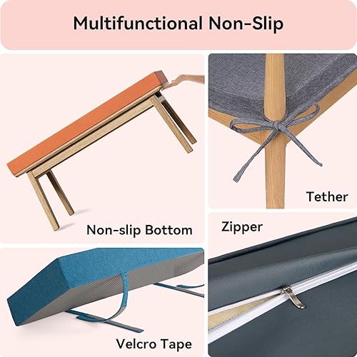 Miniatura 5 de Millsilo Cojín de banco para exteriores, tamaño y colores personalizados, cojines de banco impermeables para muebles de patio al aire libre e