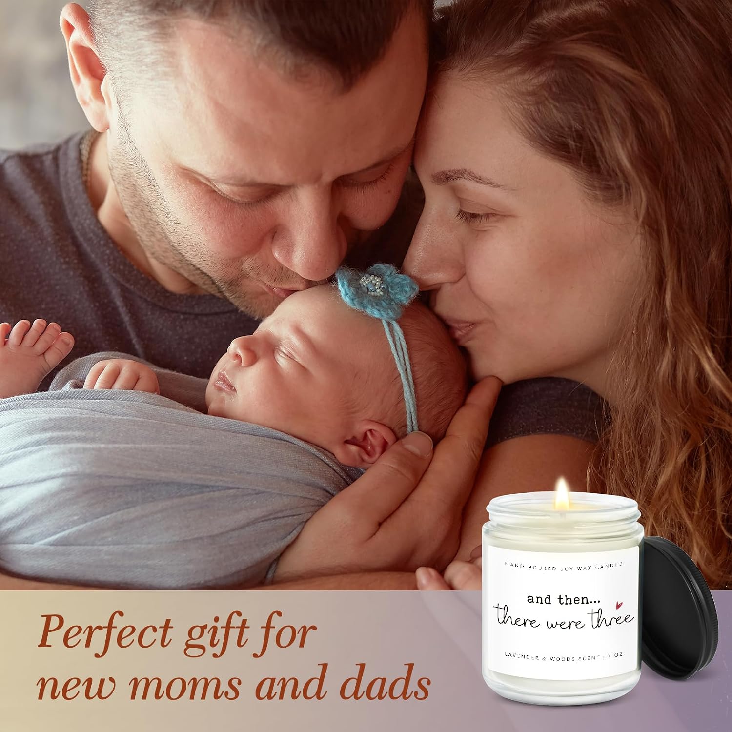 New Mom Gifts, Postpartum Gift for Moms, Gift for New Moms After Birth, New Parents Gifts for Couple, First Time Mom to Be – Lavender Scented Candle 7oz