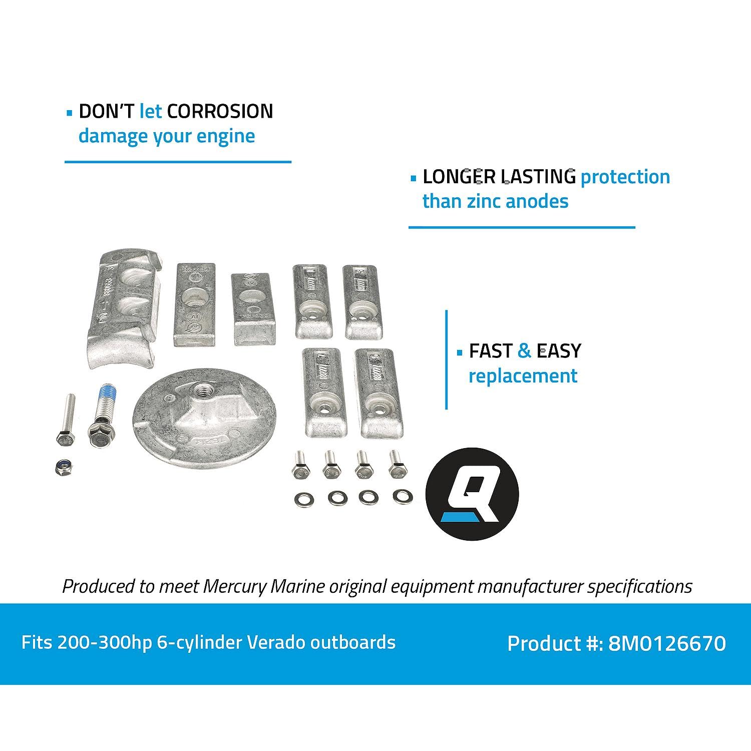 Amazon.com : Quicksilver 8M0126670 Aluminum Anode Kit for Mercury