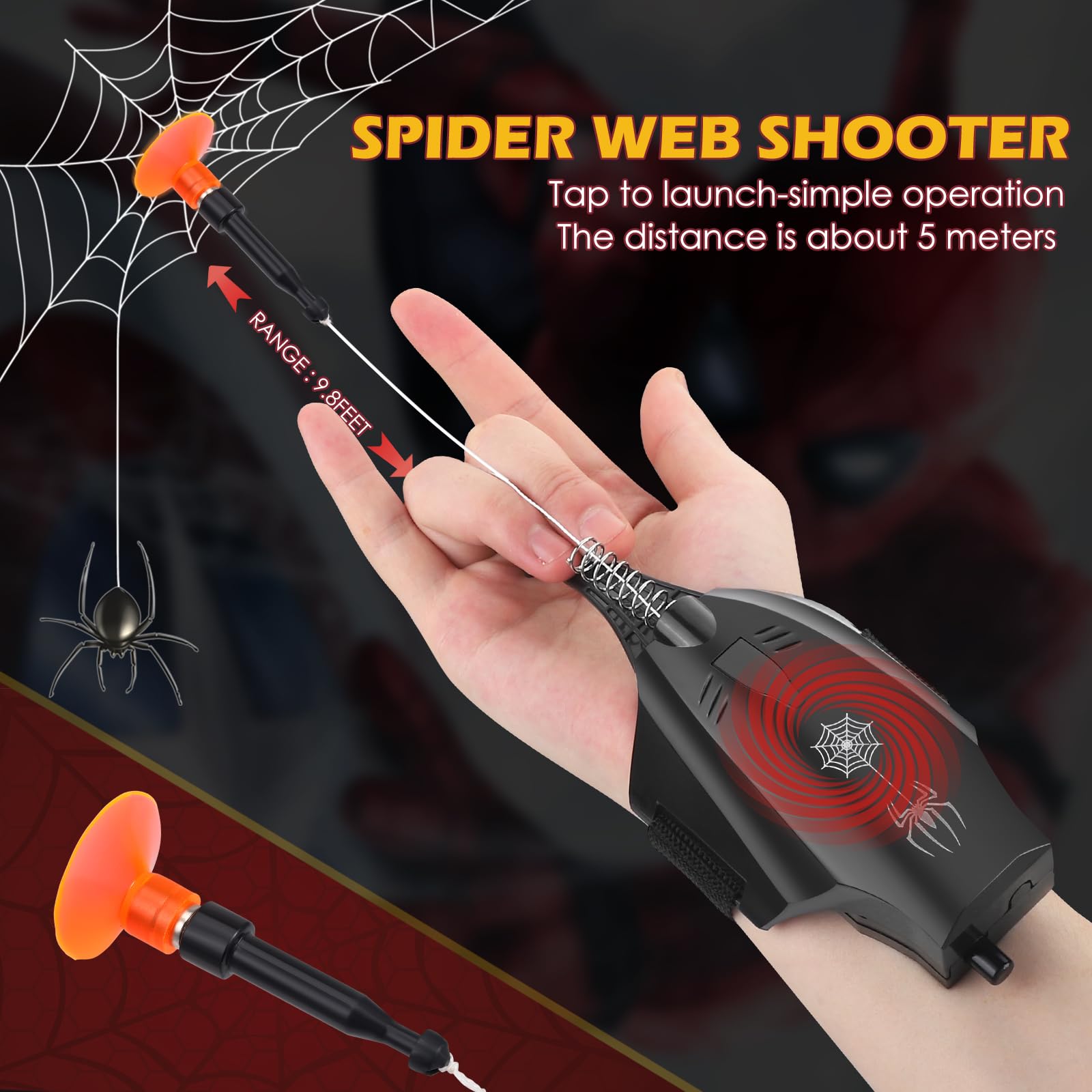 Towwoo Spider Web Shooter, Launcher Handschuh Spider Cosplay Handschuh 3m Launcher Handgelenk Spielzeug Set Elektrischer Automatische Kabelwicklung (Upgrade)