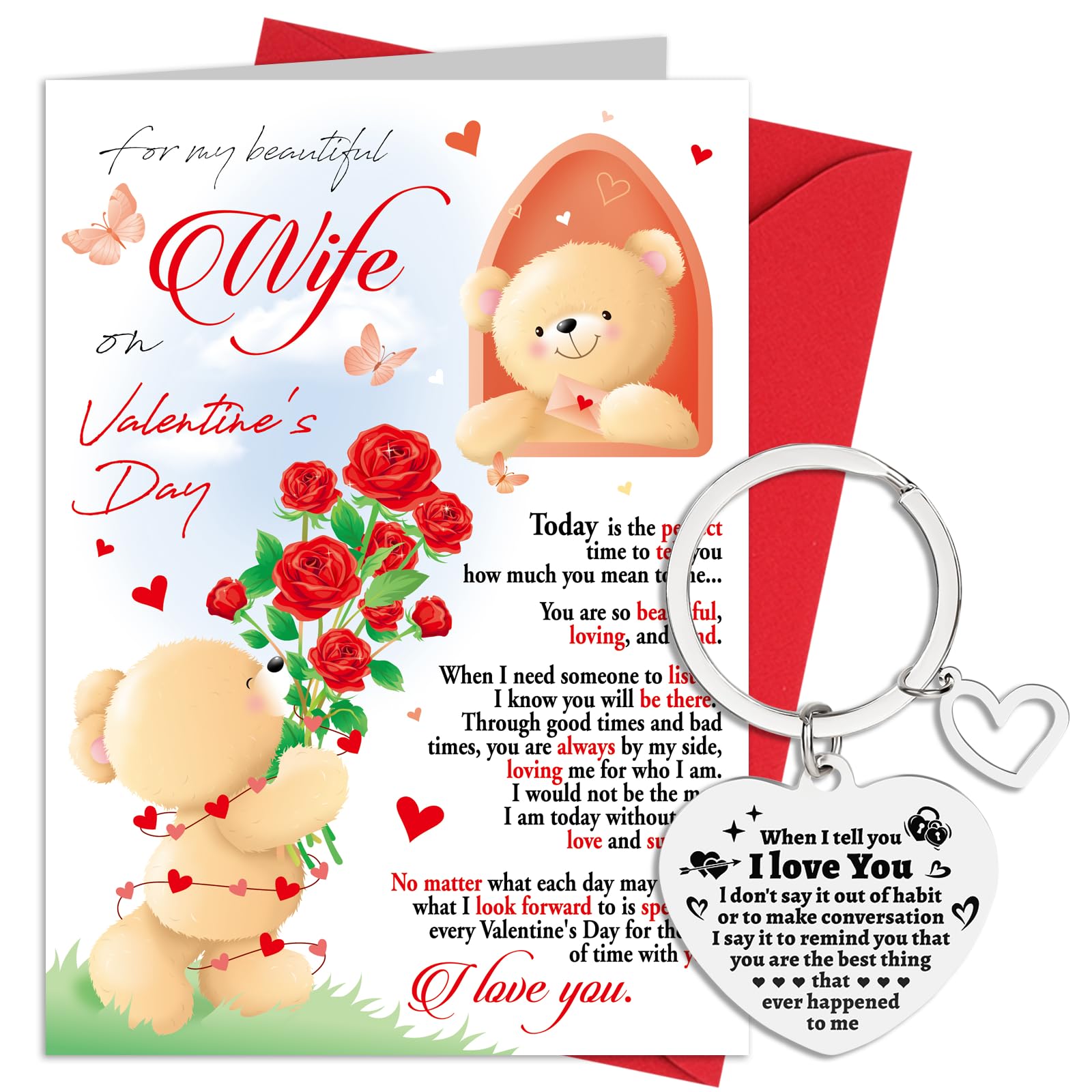 HOWAF Happy Valentine's Day Card for Wife Valentines Card Wife Valentines Day Card