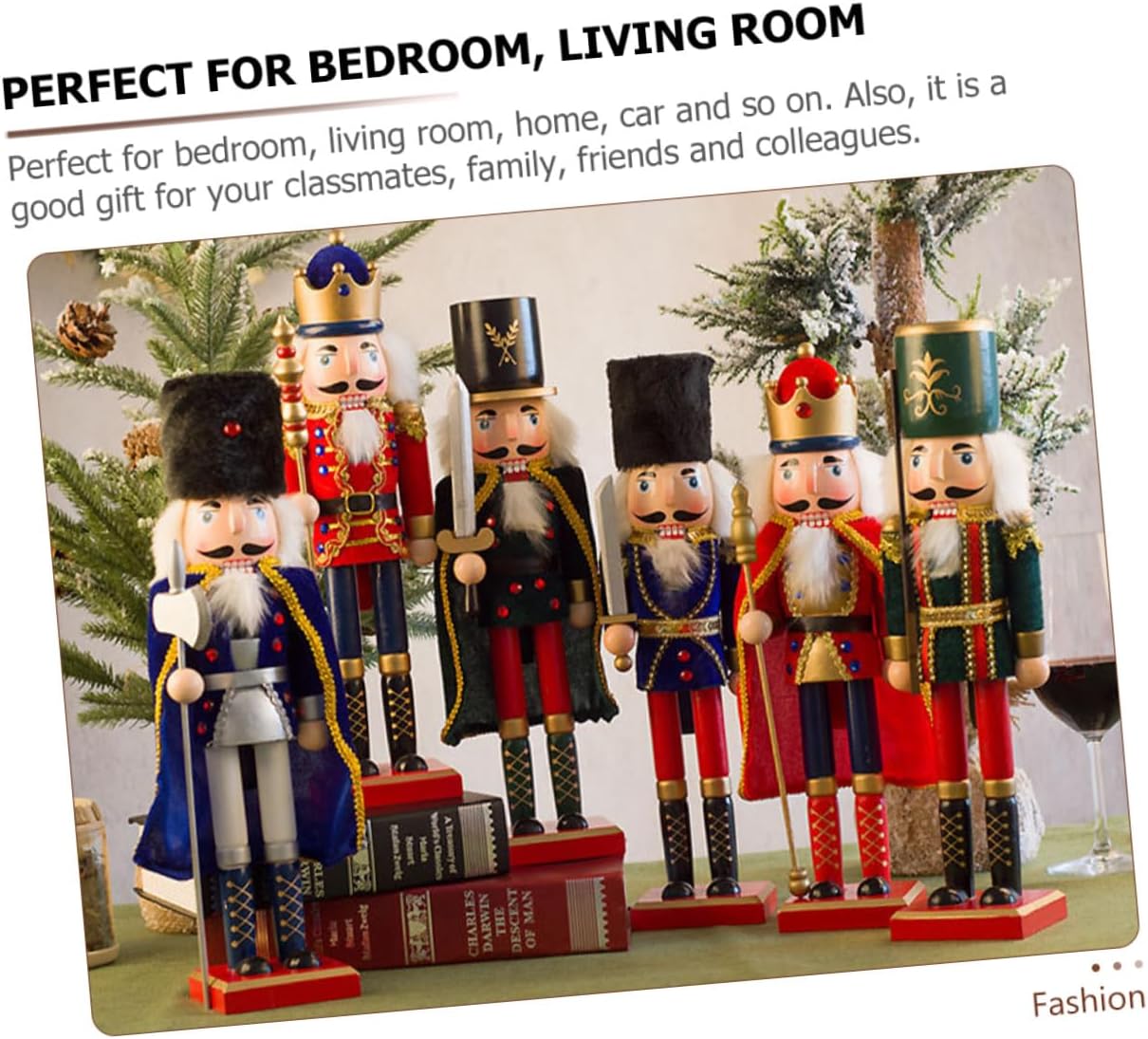 Wooden Nutcracker Soldier Figurine Xmas Nutcracker Ornament Blue with Movable Mouth Christmas Home Decor Holiday Party Decoration