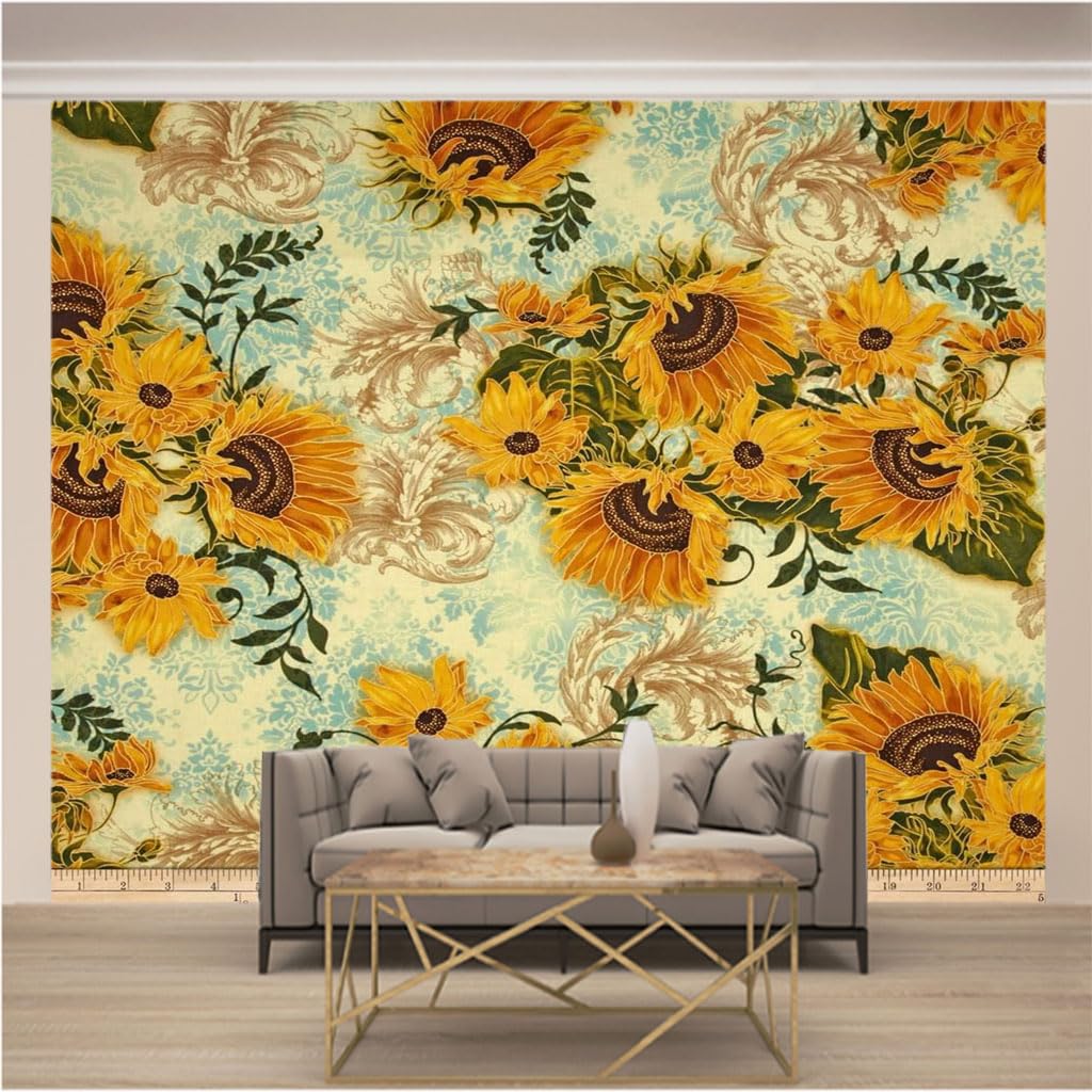 Tapisserie panoramique intissée déco moderne intemporelle tournesols