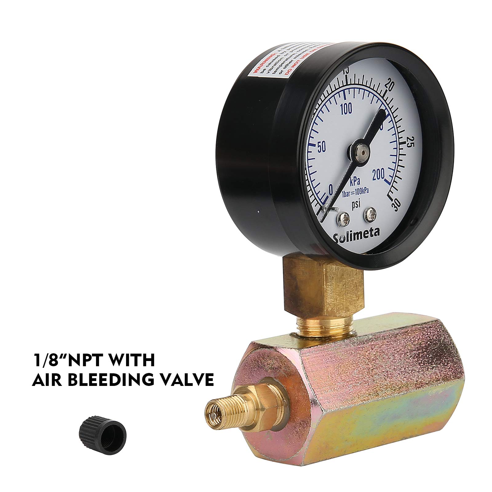 Manómetro de prueba de presión de gas de acero de 2", conexión FNPT de 3/4", 0-30 psi/kpa, precisión -3-2-3%