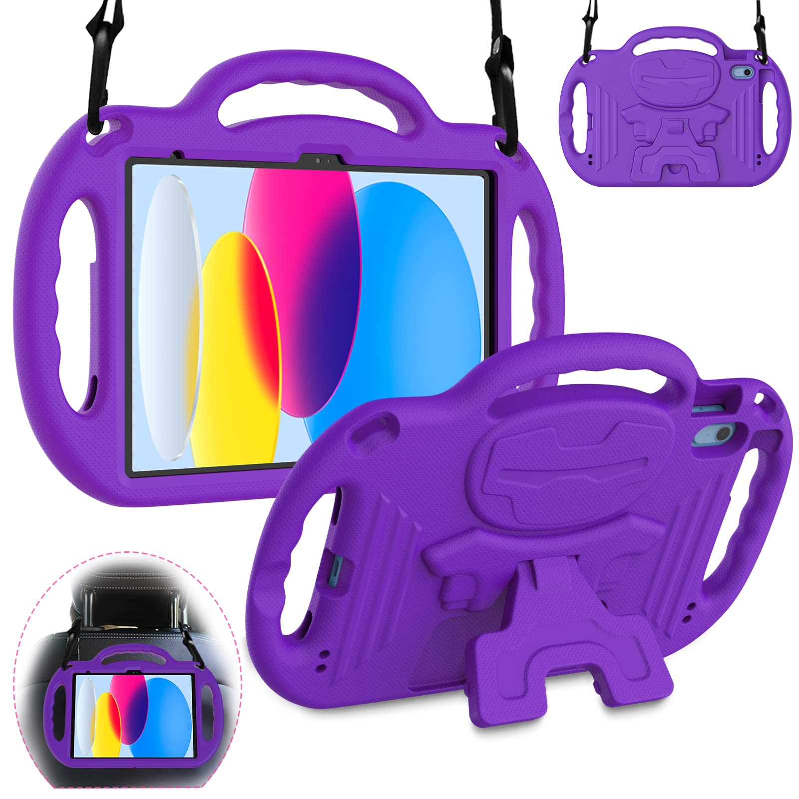 Funda para iPad de 10.ª generación para niños, funda para iPad 10.9, [correa para el hombro] [mango ligero] fundas protectoras para niños a prueba de golpes para iPad de 10.9 pulgadas 2022