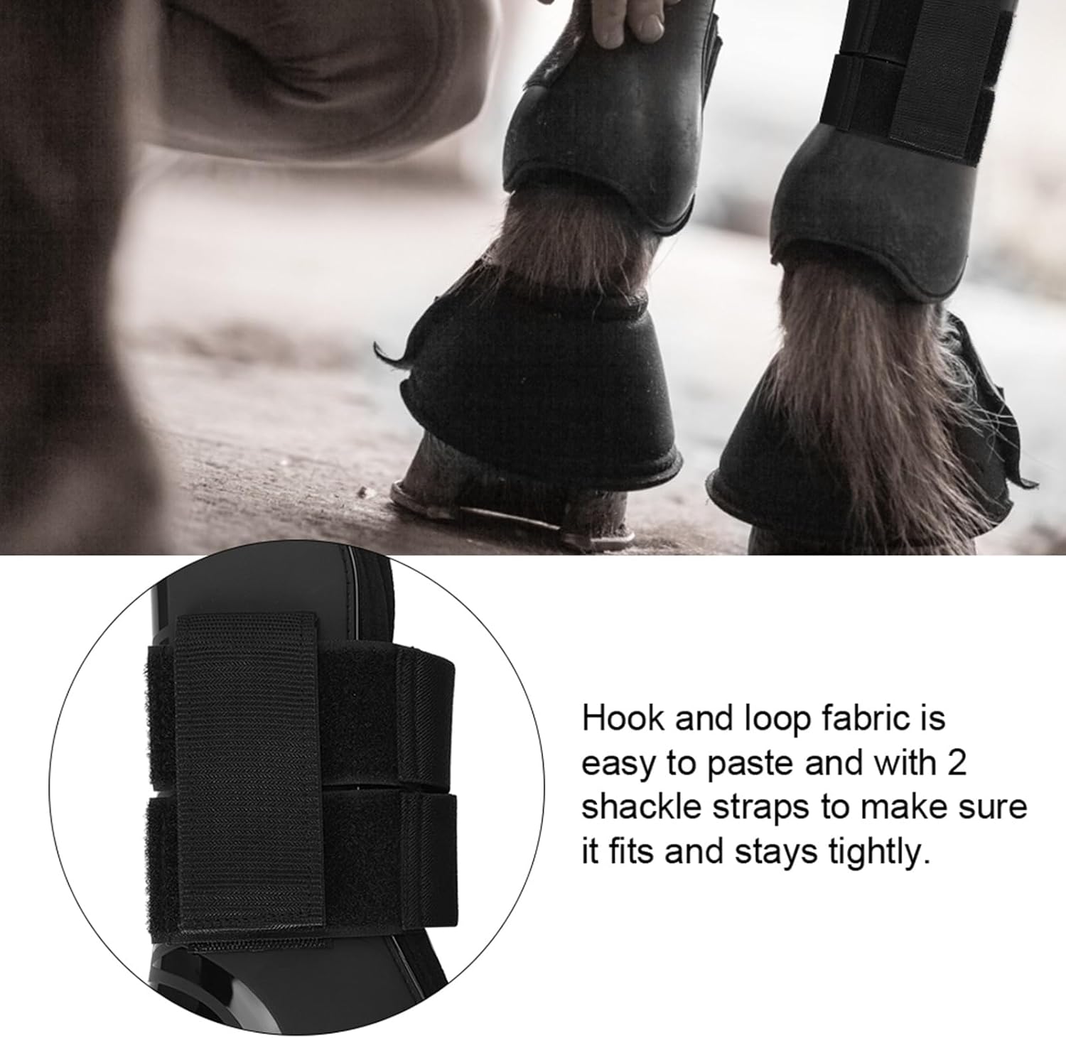 Horse Boots, Leg Guard Shell Front Back Boot Wrap Protective Fly Guards Set, Tool for Horses