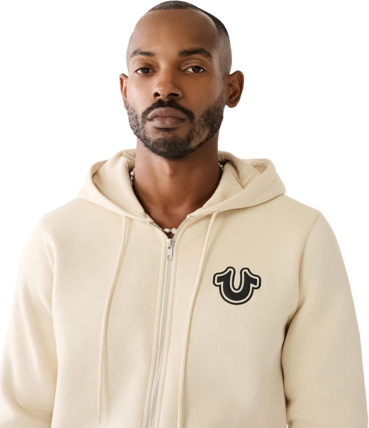 True Religion Men’s Puff Print Core Zip Up Hoodie for Men – Y2K Graphic Hoodie, Mens Hoodies with Oversized Graphic