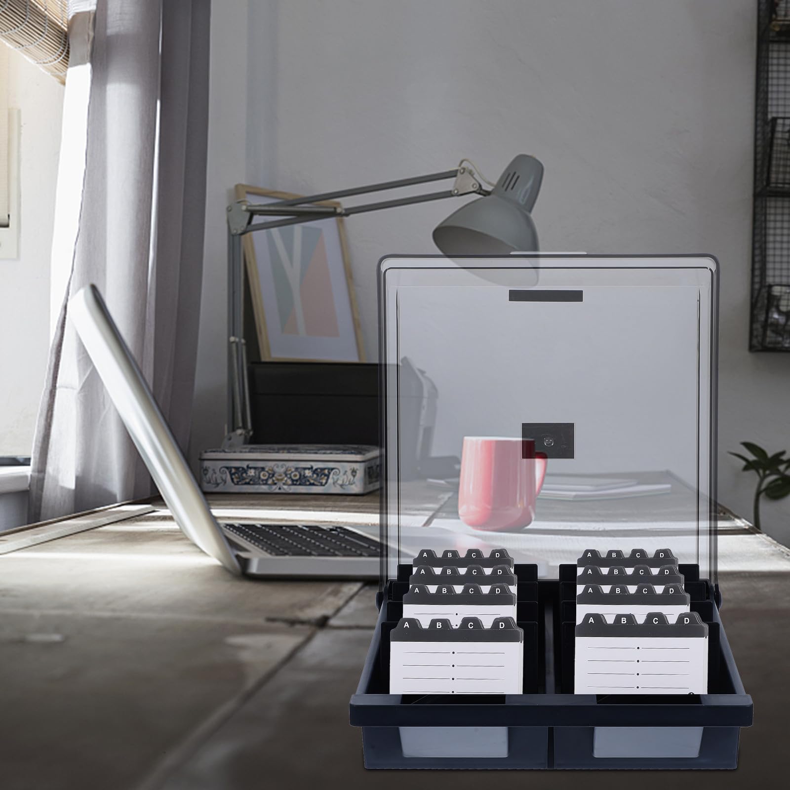 Kartenhalter für Schreibtisch aus Abs mit 1000 Karten Kapazität Verschleißfest und Professionell als Visitenkartenbox für Büro und Alltag