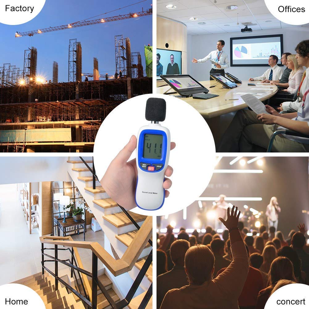 Sound Level Meter, Tragbares Digitales Schallpegelmesser zur Geräuschmessung 30-130dba Dezibel Messgerät, dB Messergerät für Kontrolle Klangqualität