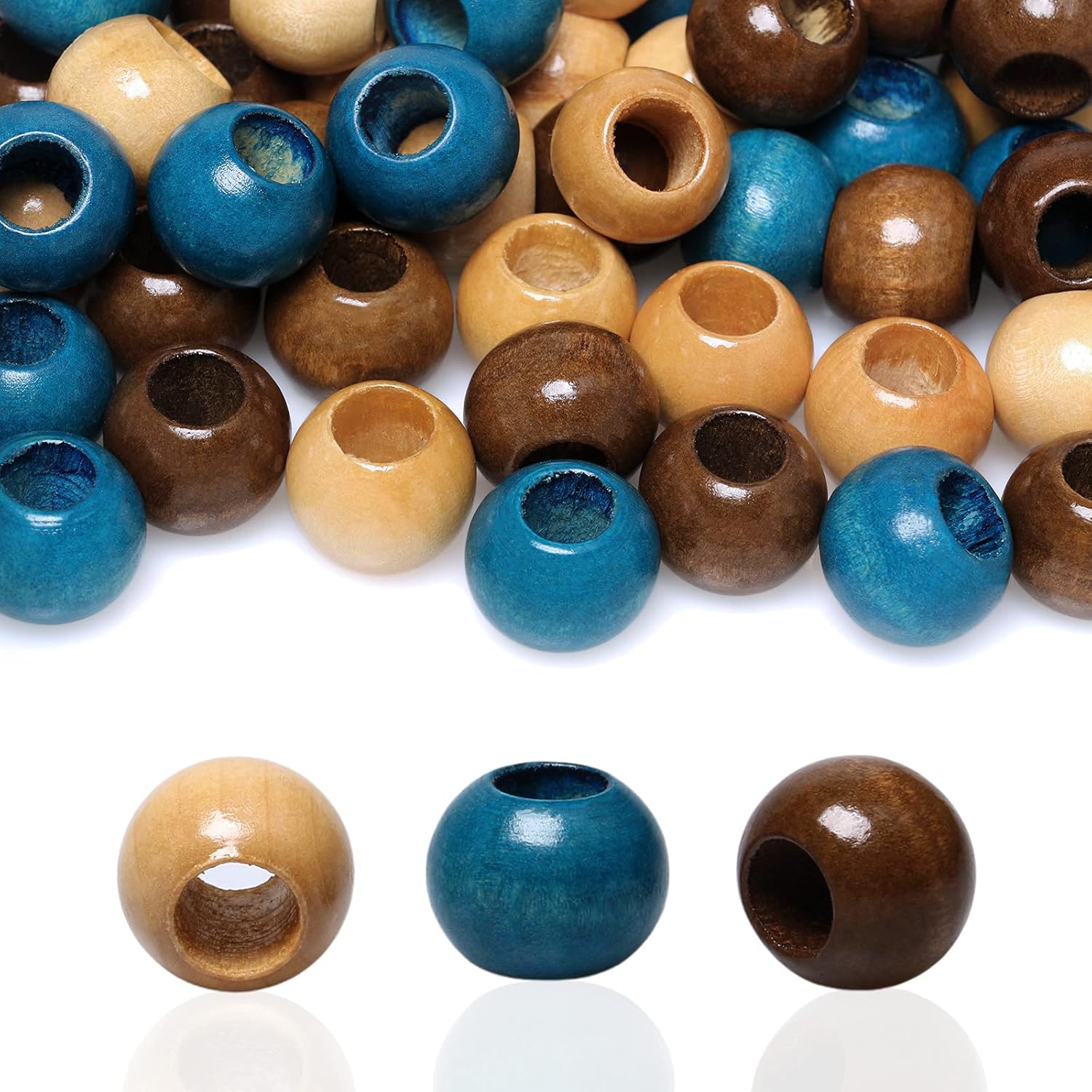 150 Pieces 20mm Wood Beads Large Hole Macrame Wooden Beads