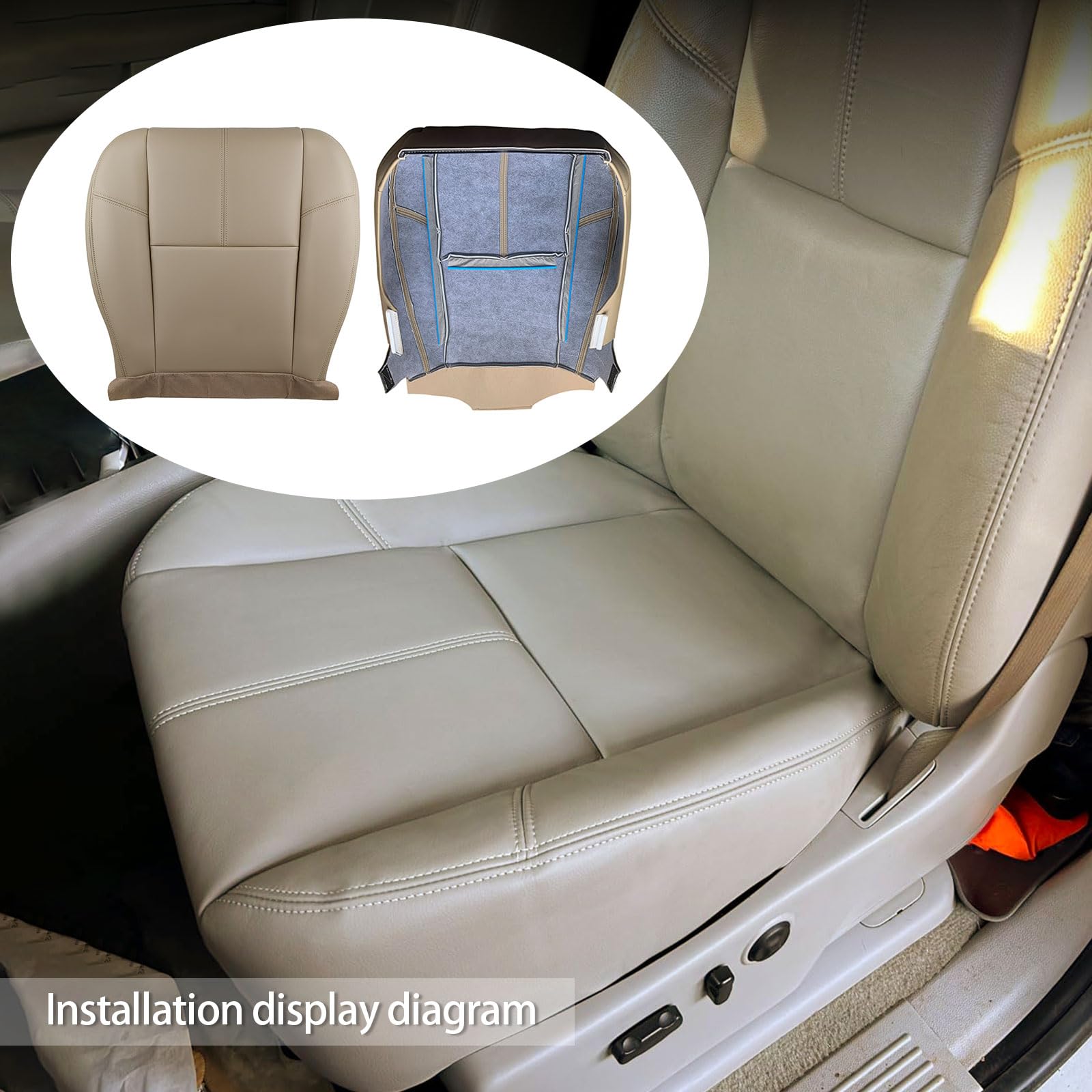 Funda de piel para asiento de coche para SLD-07-14, color beige