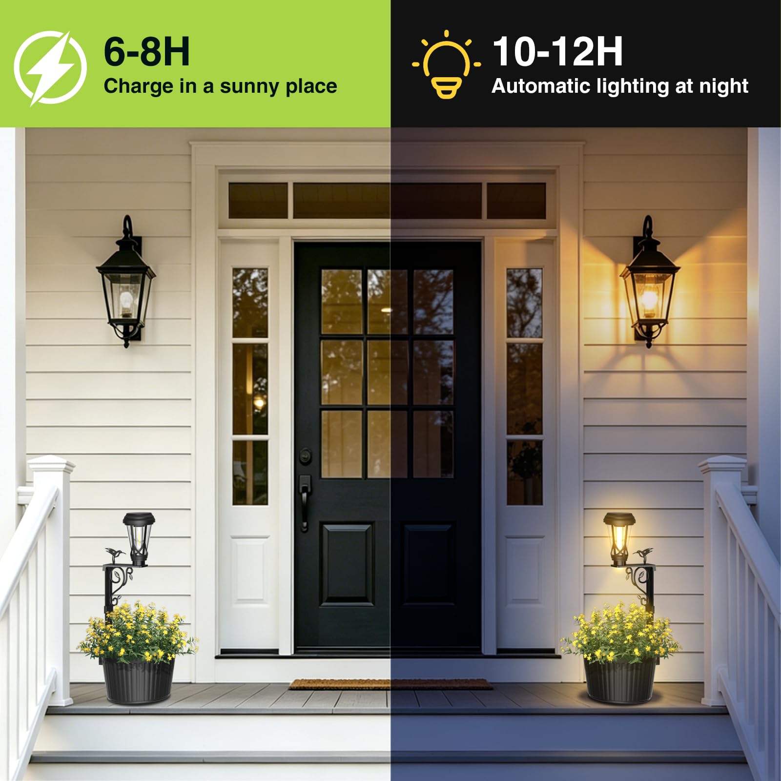 Solarleuchten für Außen mit Blumentopf, 2 Stück Solar Stehlampe, Warmweiß, für Garten