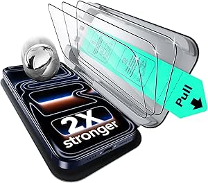 ESR 3 Pack for iPhone 16/iPhone 15 Screen Protector, Military Grade Shatterproof, 9H Hardness, Full Coverage Tempered Glass with UltraFit Tray