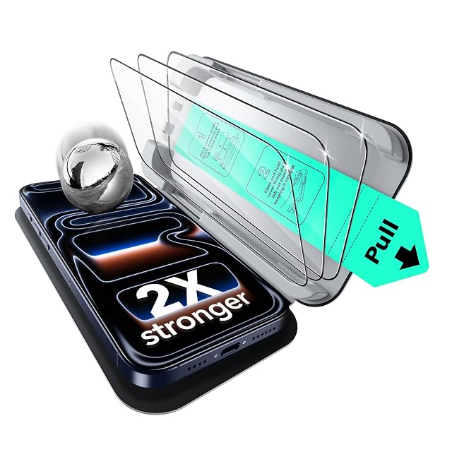 ESR 3 Pack for iPhone 17 Pro Max Screen Protector Military-Grade Shatterproof 9H Hardness Full Coverage Tempered Glass