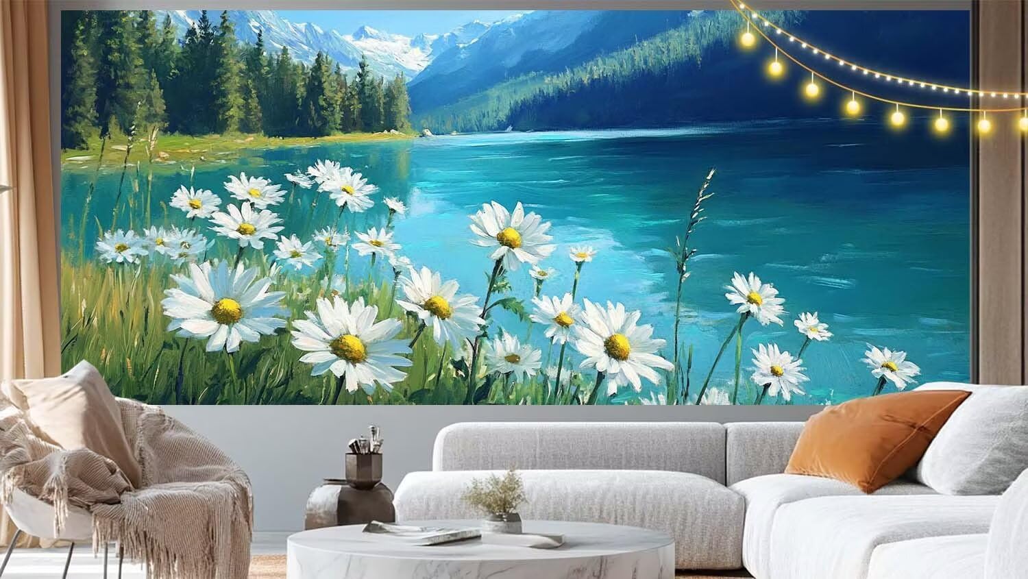 Diamond Painting Adulte Grand Format 140 x 70 cm, Diamond Painting Mer Peinture Diamant, Broderie Diamant Kit Complet 5D DIY Cristal Peinture Point de Croix pour Décoration Murale Maison Plantes m950