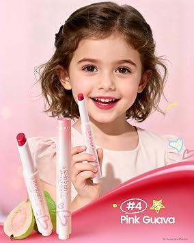 RUNBEN Kids Tinted Lip Balm, Pink Guava Lips Gloss