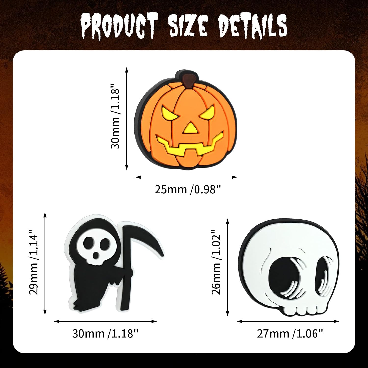 Silicone Focal Bead for Pens 100Pcs Halloween Focal Beads for Keychain Lanyard Making Funny Horror Skull Pen Charms Bulk Cool Punk Bracele Jewelry Making Cute Ghost Charms DIY Your Gift