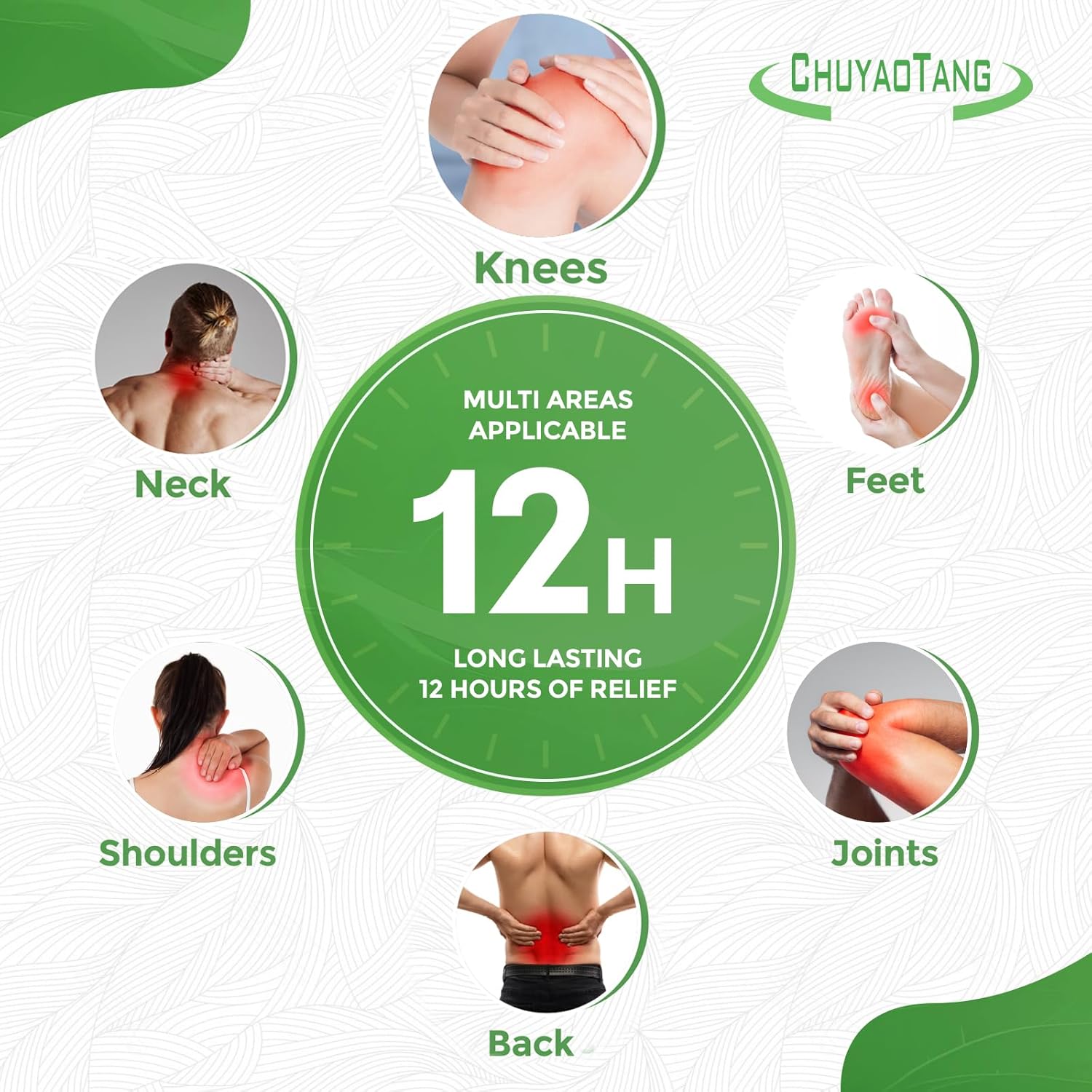 Knee Patches, Heat Patches for Knee, Back,Neck, Shoulder, Ankle, Natural Herbs Patches, Long Lasting and Fast Acting for Muscle, UP to 12 Hours | 10 Count image 3 of 6 B0DBGY4VR8