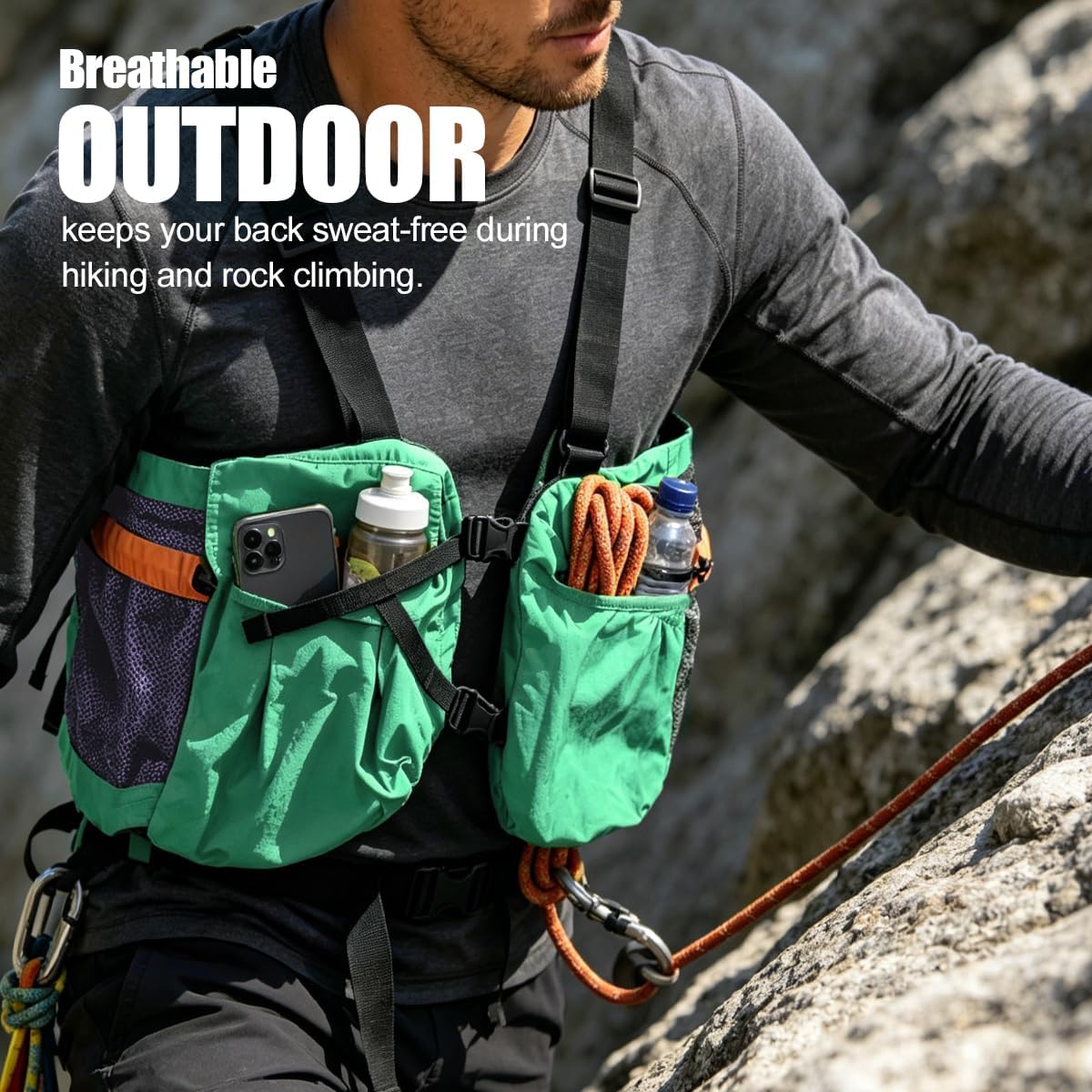 Lightweight Hiking Vest Bag, Multi‑Pocket Adjustable Running Chest Pack, Utility Outdoor Vest Pouch for Women, Men & Kids image 5
