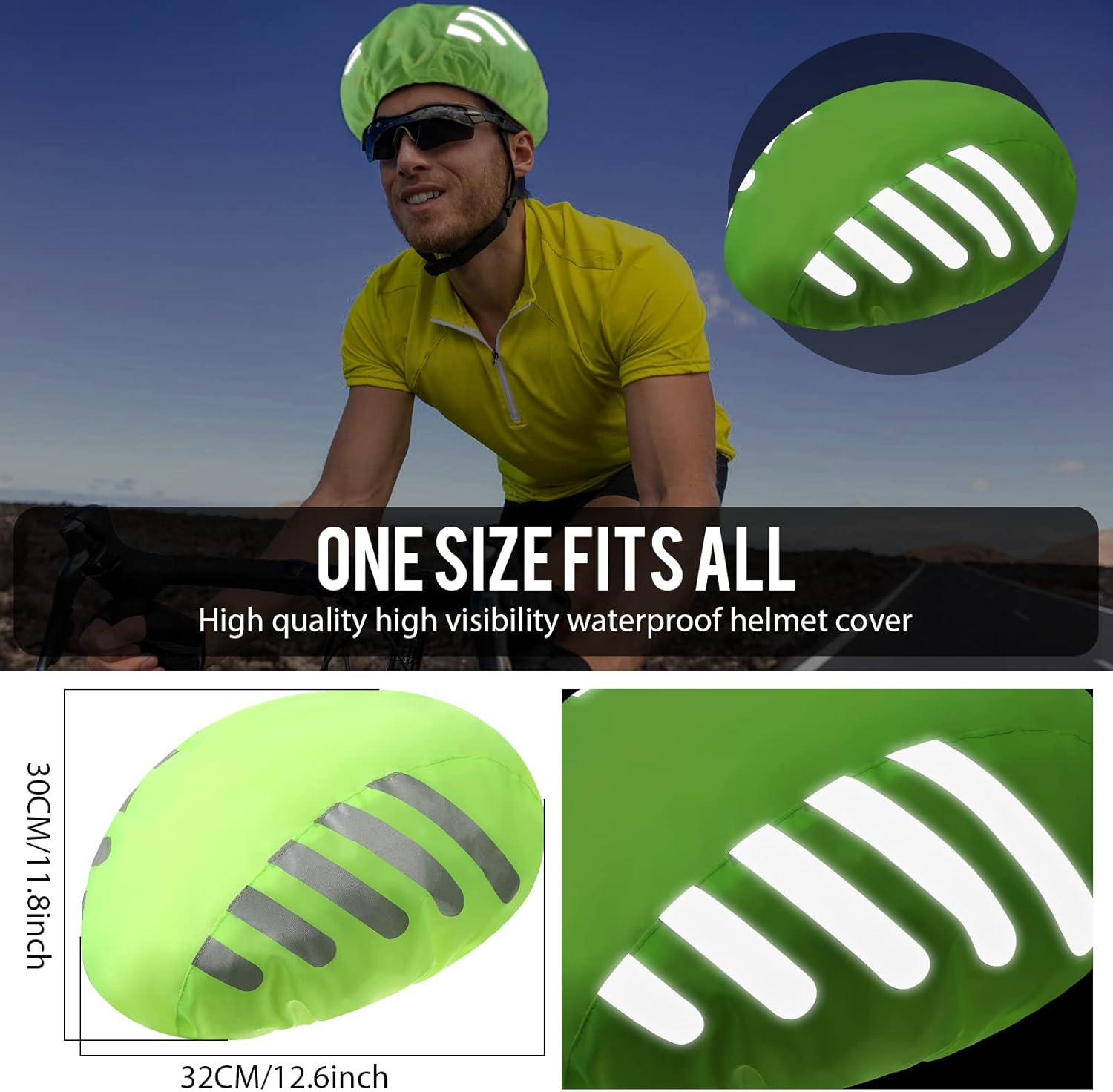 6 Pcs High Visibility Bike Helmet Cover Waterproof Bicycle Helmet Rain Cover with Reflective Stripe Cycling Helmet Cover Rainproof Windproof Dustproof Bike Helmet Accessories for Men Women (Green) : Sports & Outdoors