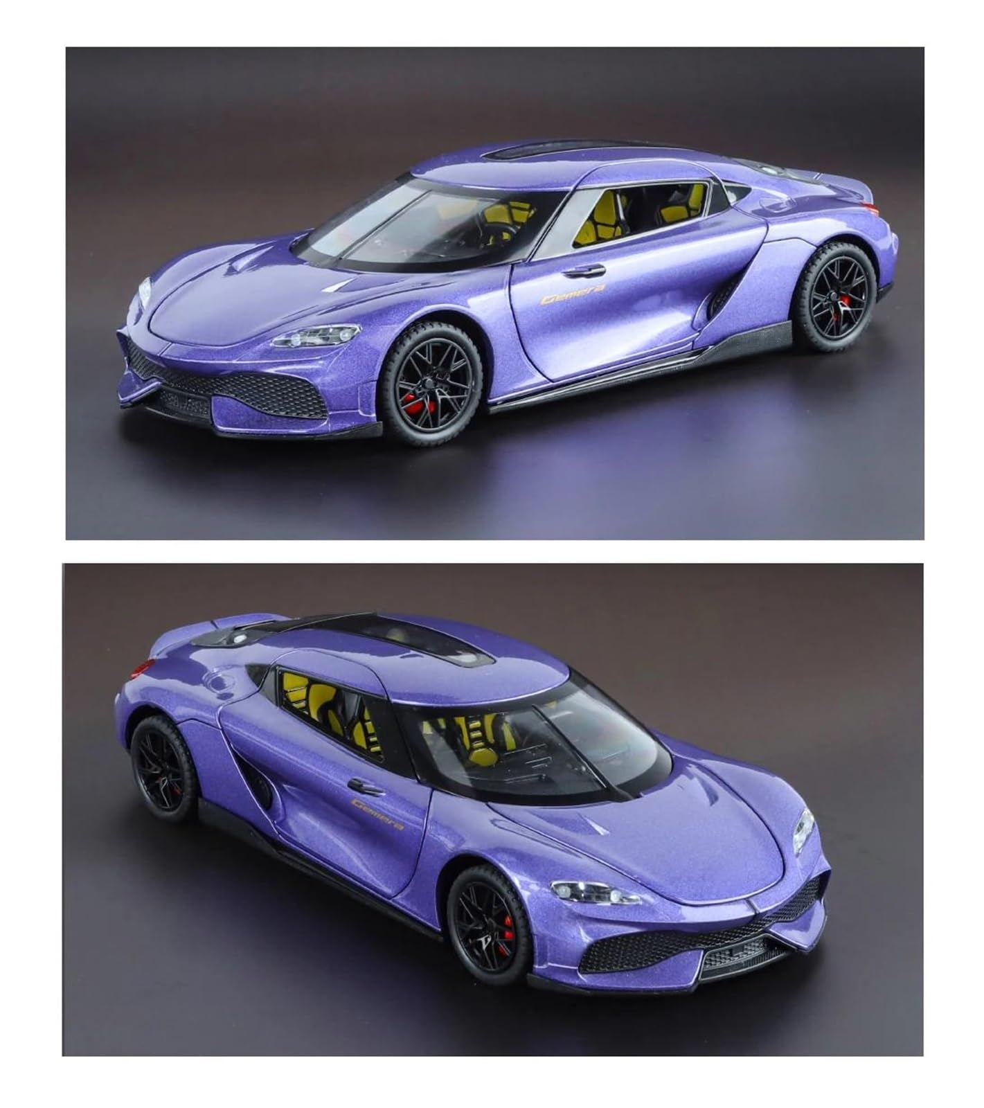 Veicoli a Motore in Scala 1/24 per Koenigsegg Gemera GT Decorazioni per Vetrina in Miniatura in Lega Metallica Pressofusa per Modellismo Modello di Auto Replica(Chrome)