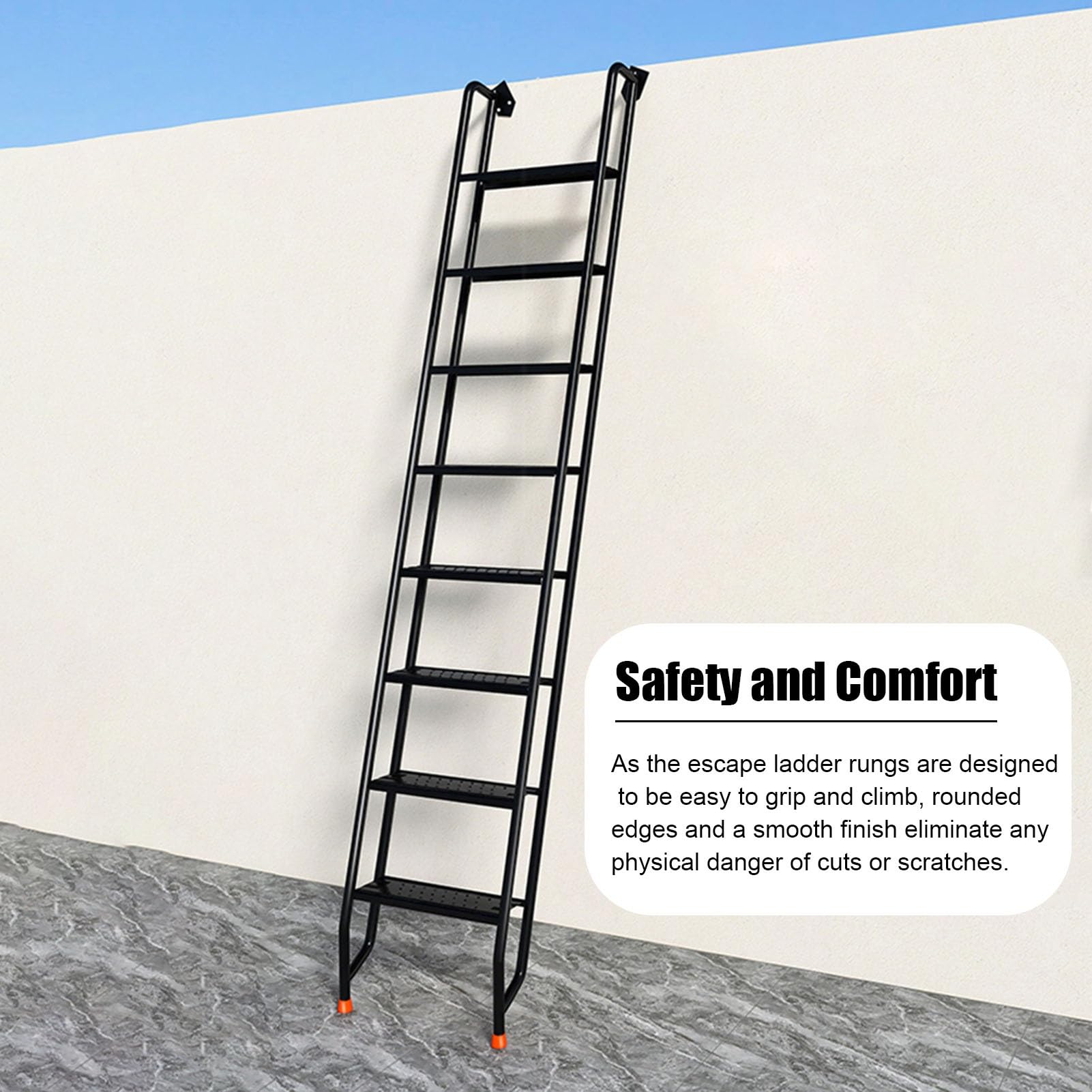 Escalera de escape de emergencia con pasamanos para colgar en la pared en pozos de ventanas, garajes, techos, lofts