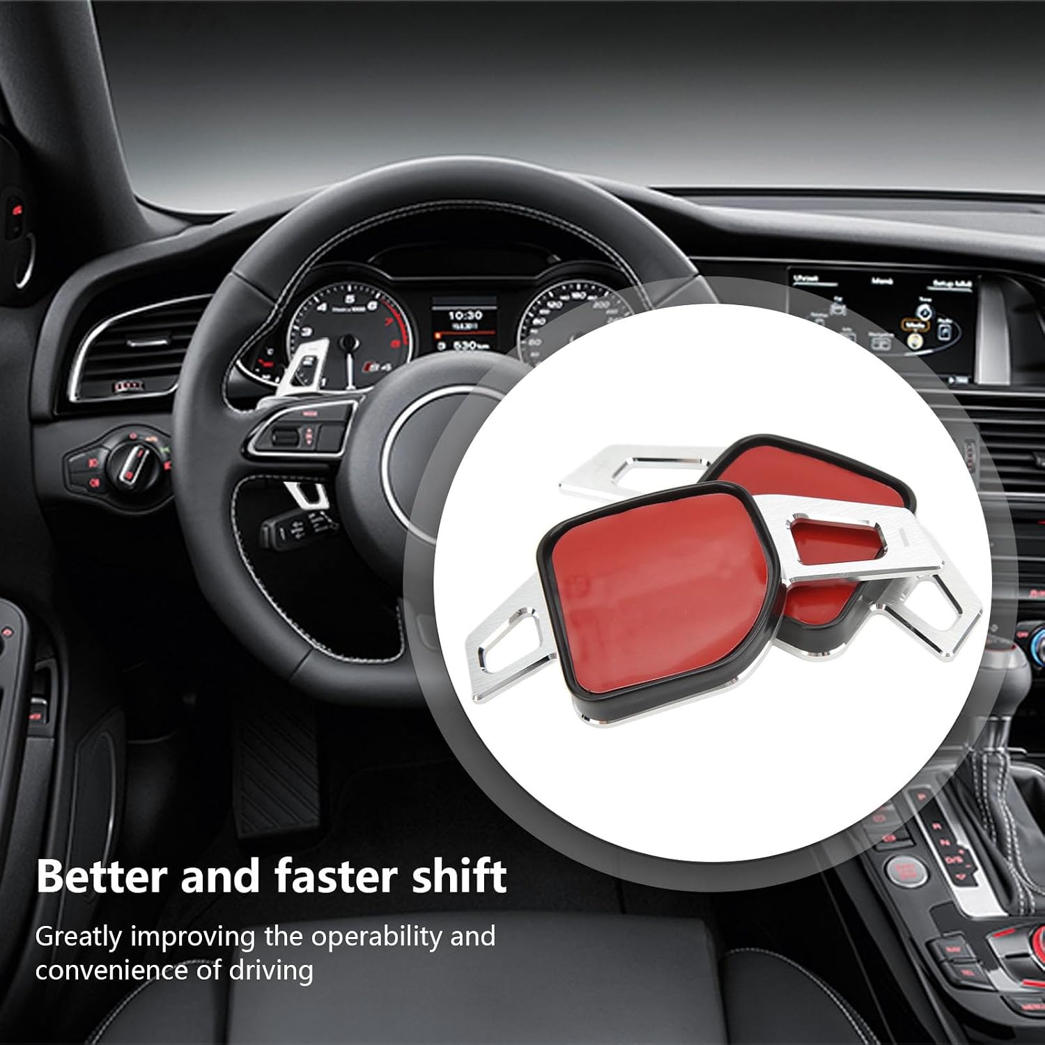 Keenso Steering Wheel Shift Paddles, Aluminum Alloy Paddle Shifter Extension for 8V S4 S5 B8.5 S6 S7 C7 2013 2016 (Silver)