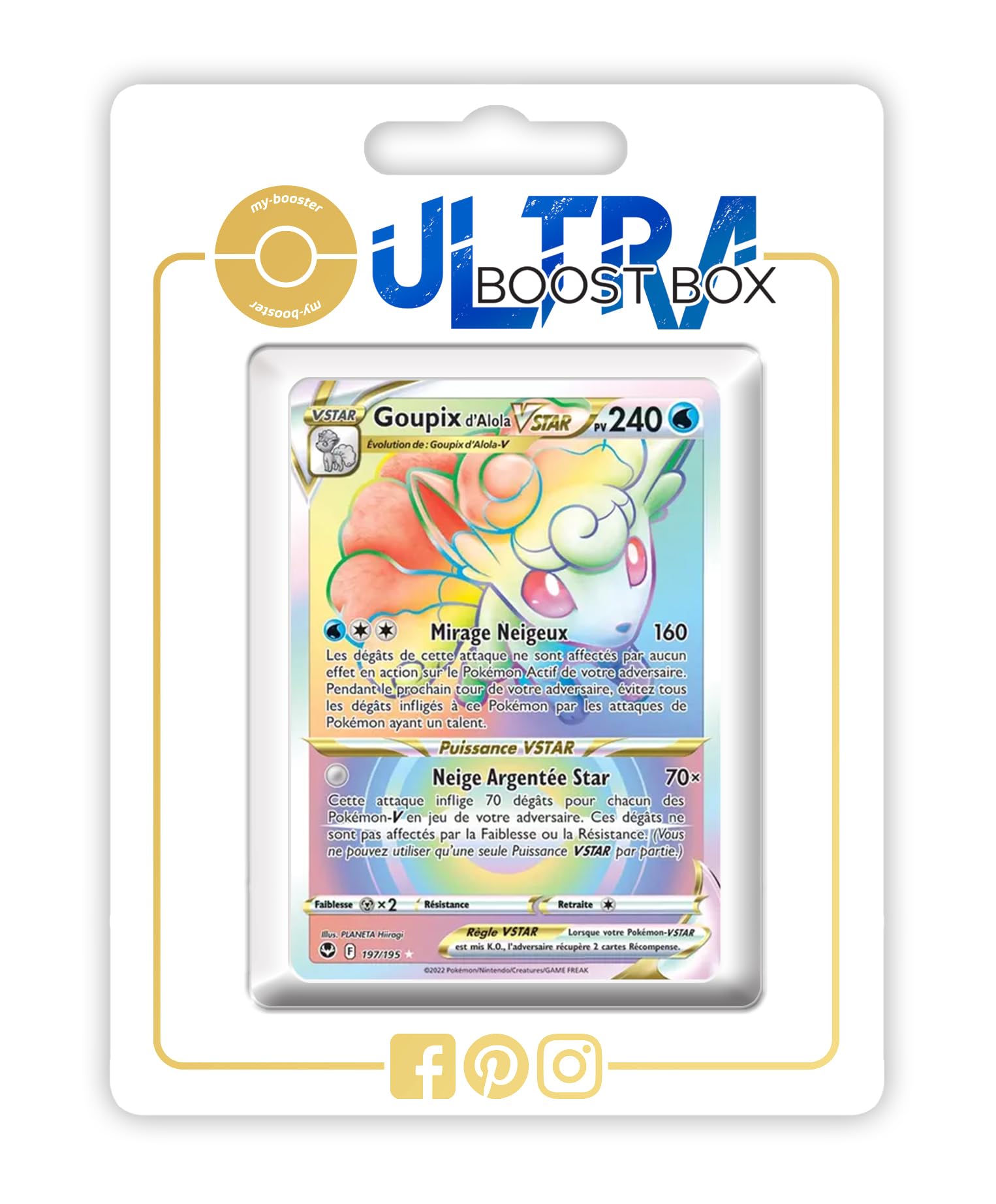 Carte Pokémon Majaspic VSTAR Rainbow 196/195 - Ultraboost X Sword & Shield 12 Silver Storm - Lot 10 Cartes Françaises Scellées