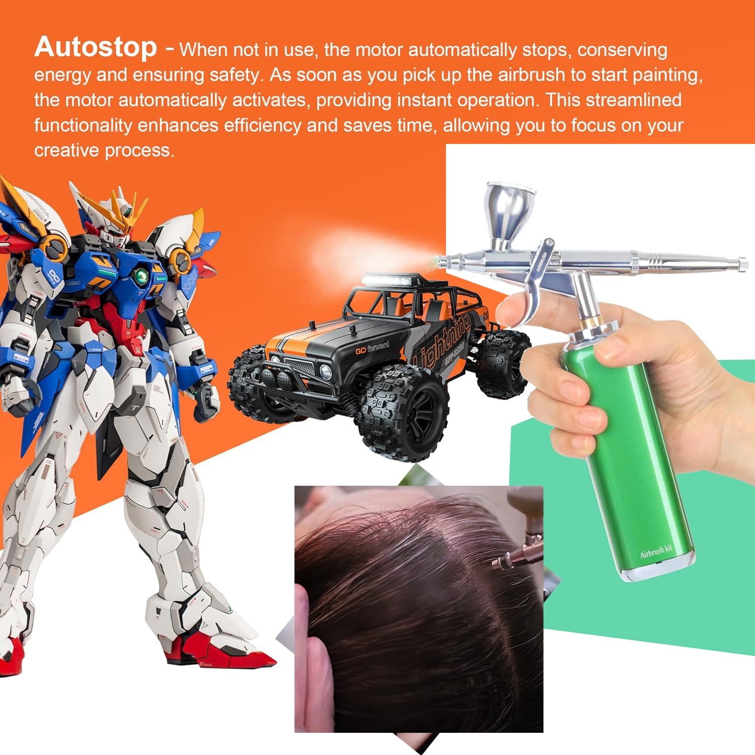Kit de aerógrafo inalámbrico de alto flujo de aire, compresor de cepillo de aire inalámbrico portátil, mini cepillo de aire recargable, pistola de aerógrafo portátil para barbero, pintura de