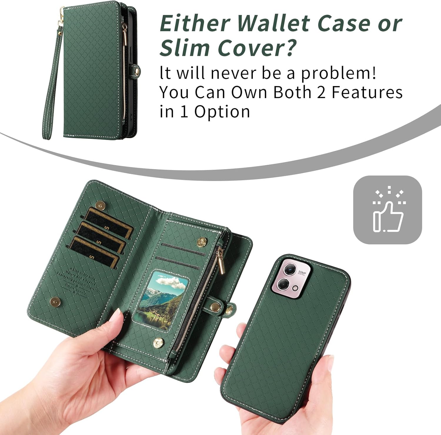 Asuwish Phone Case for Huawei Mate 20 Pro Zipper Wallet Detachable Cell Cover with Tempered Glass Screen Protector Crossbody Lanyard Strap Flip Card Holder Hawaii Mate20Pro Mate20 20Pro Women Green