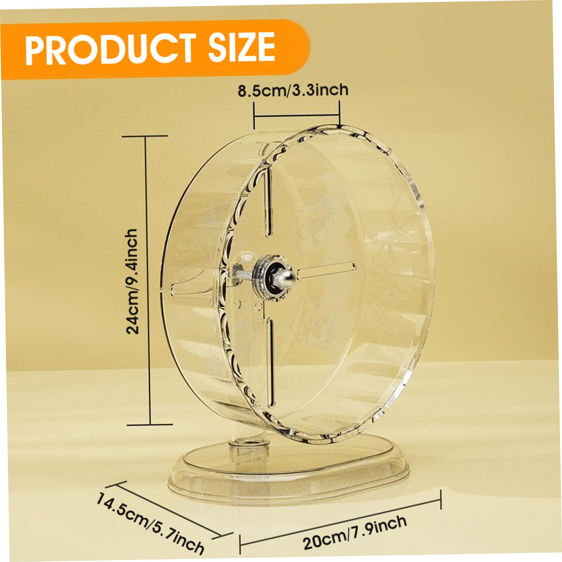 Roue de Hamster Super 24 cm, Roue de Course Transparente et silencieuse avec Support réglable pour Hamsters Nains, Souris, gerbilles et Petits Animaux Compagnie, Jouet d'exercice pour Animaux