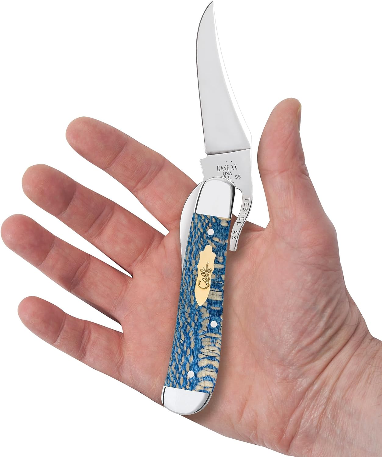 Case Knives Smooth Blue Sycamore Wood RussLock Knife