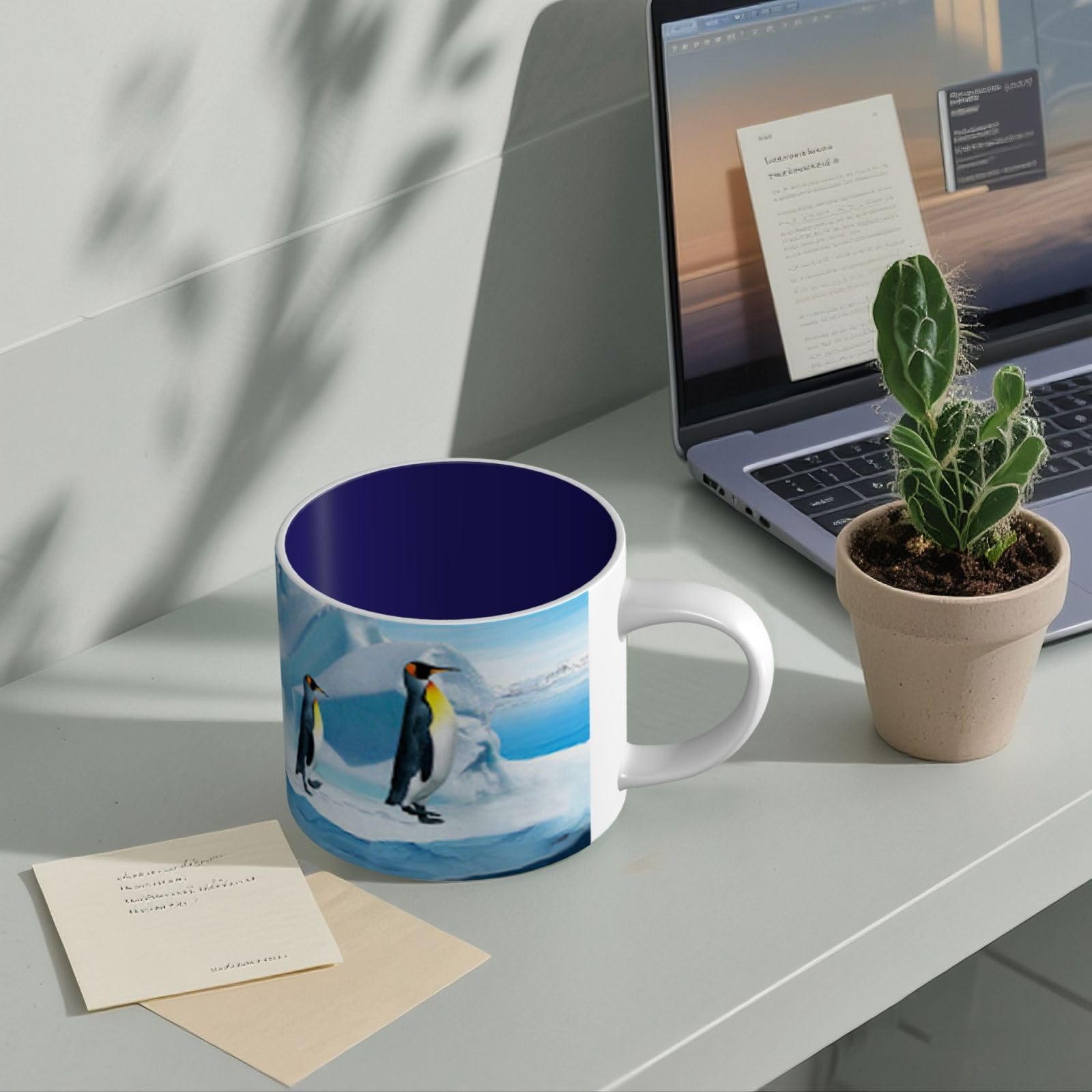 Pingwiny na górze lodowej drukowane kubki ceramiczne o dużej pojemności kubek do kawy