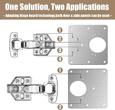 Hinge Repair Plate, Cabinet Hinge Repair Plate with Holes, Stainless Steel Brackets with Customized Screws for Kitchen Cupboard Door Wardrobe Wood Furniture (8)