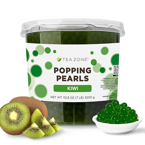 Tea Zone Popping Pearls. Popping Boba, perlas negras con jugos saborizados, frasco de 7Lb