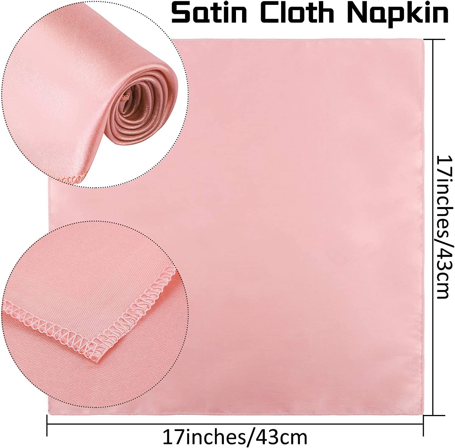 Servilletas de Tela de satén, Servilletas De Mesa Raso Verde(Dark Pink,24PC-43 * 43cm)